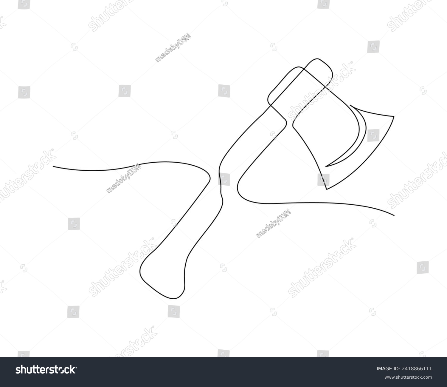 SVG of Continuous one line drawing of vintage axe. Axe line art vector illustration. Editable stroke. svg