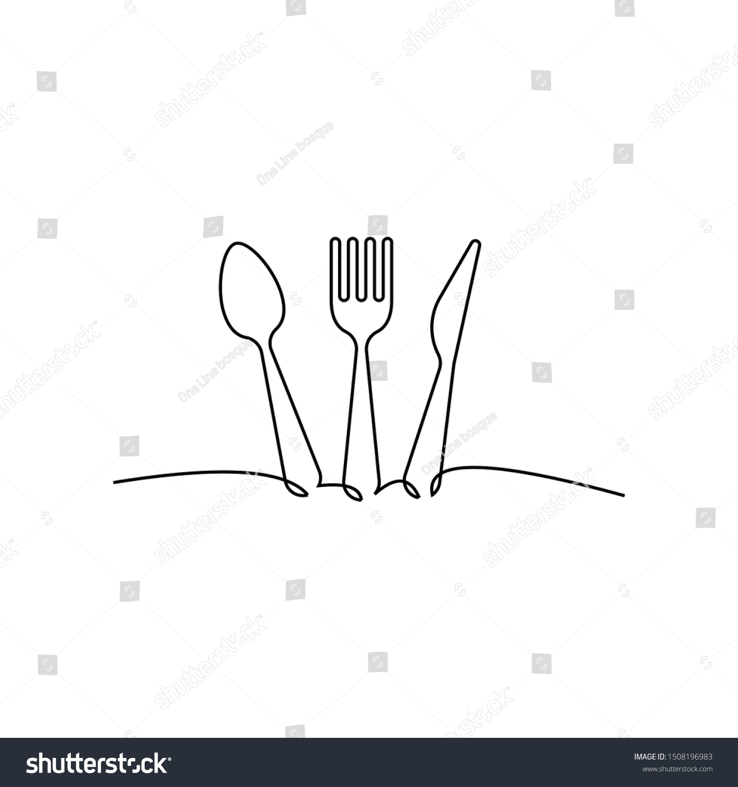 Continuous One Line Drawing Restaurant Logo Stock Vector (Royalty Free ...