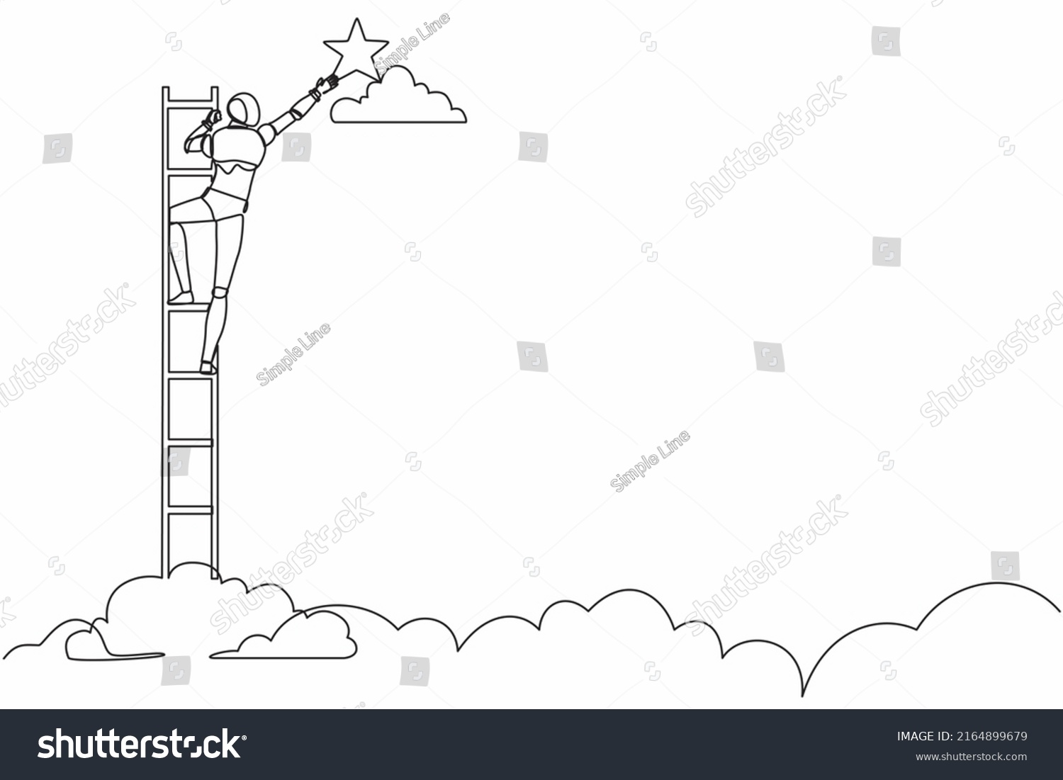 Continuous One Line Drawing Robot Standing Stock Vector (Royalty Free ...
