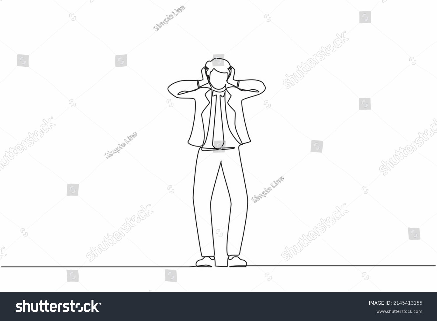 Continuous One Line Drawing Stressed Businessman Stock Vector (Royalty ...