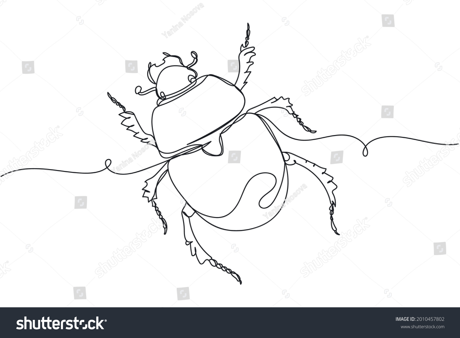 SVG of Continuous one line of anoplotrupes stercorosus dor beetle in silhouette on a white background. Linear stylized.Minimalist. svg