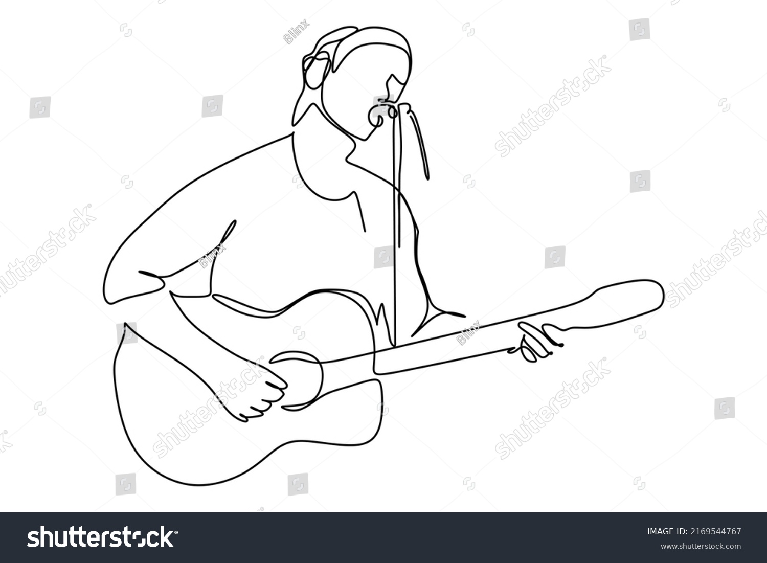 Continuous Single Line Drawing Male Singer Stock Vector (Royalty Free ...