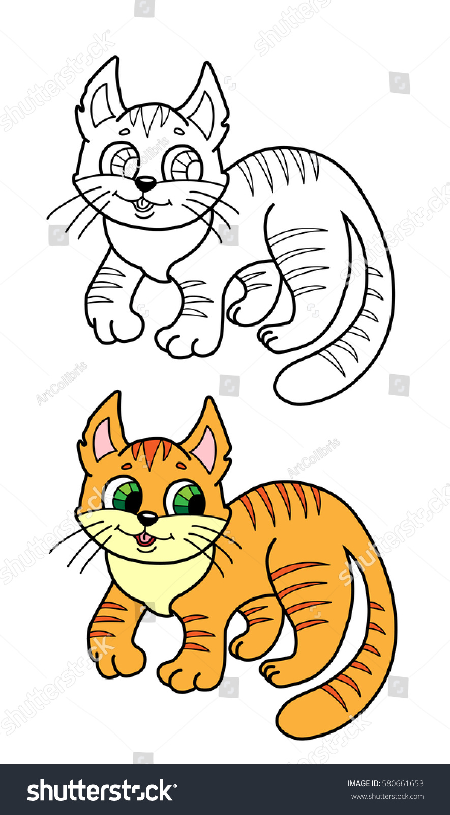 Contour Cat Color Version Example Childrens Stock Vector (Royalty Free ...