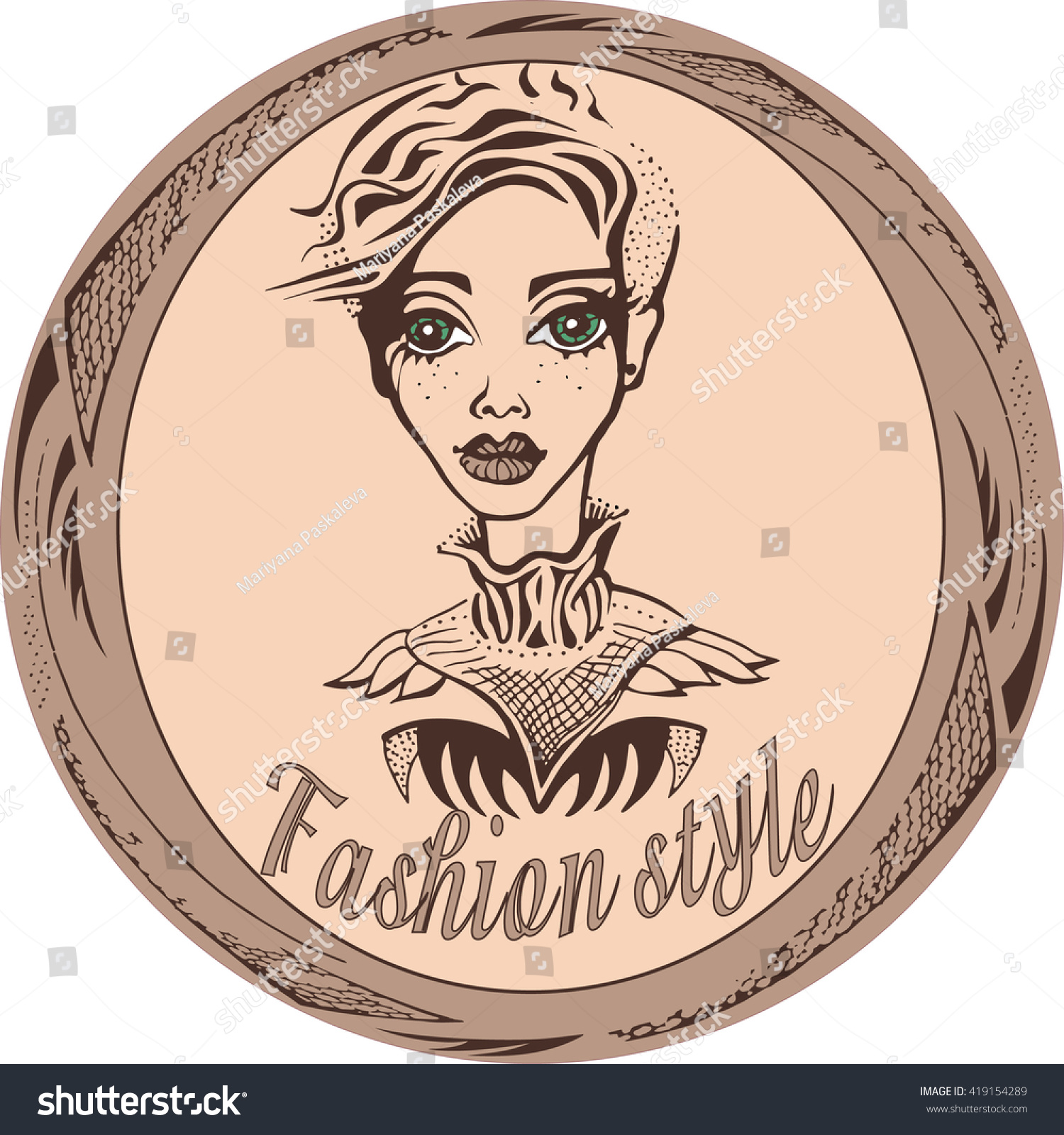 Contour Silhouette Woman Short Hair Beautiful Stock Vector