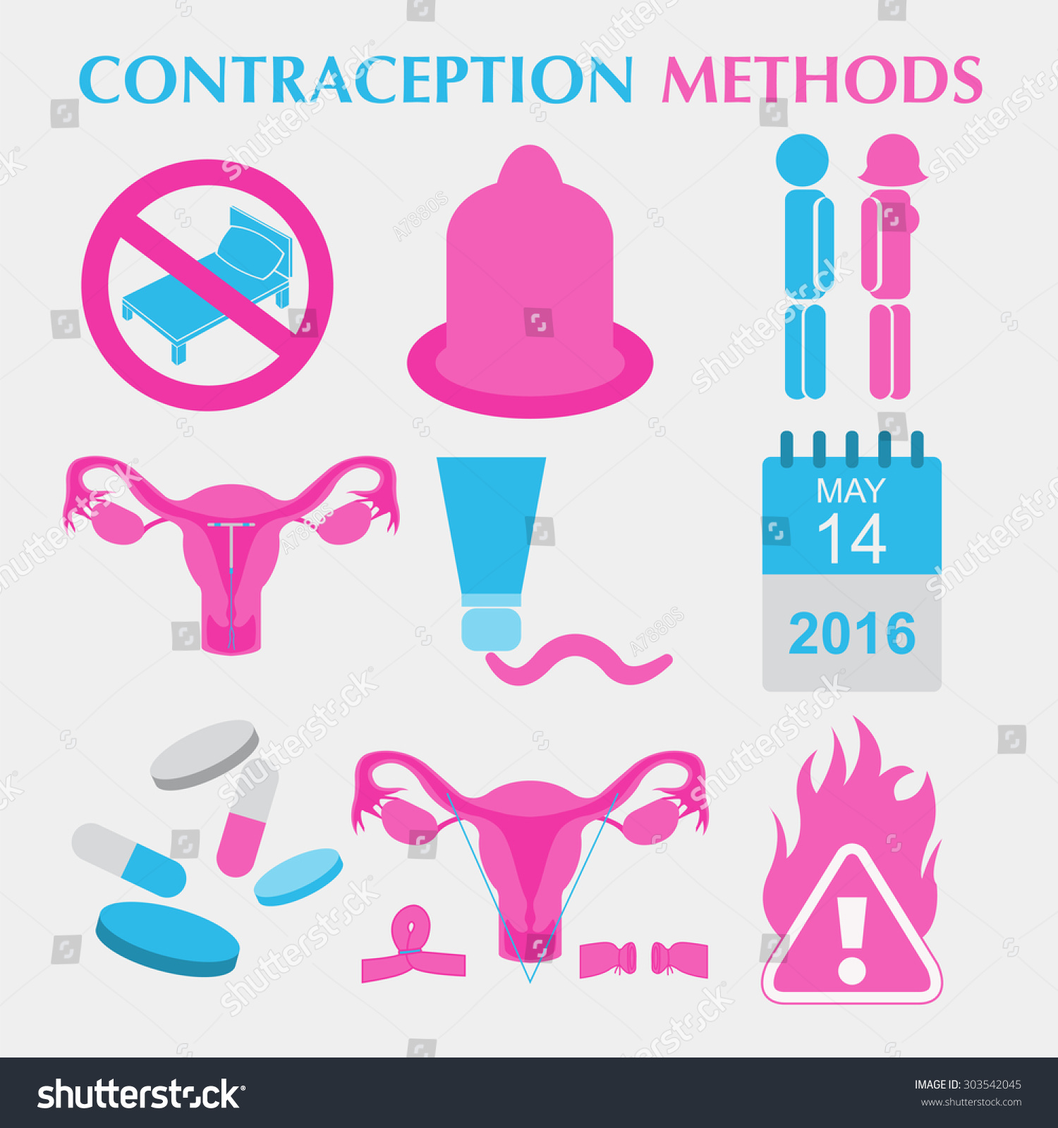 Contraception Methods Icon Set Birth Control Stock Vector Royalty Free