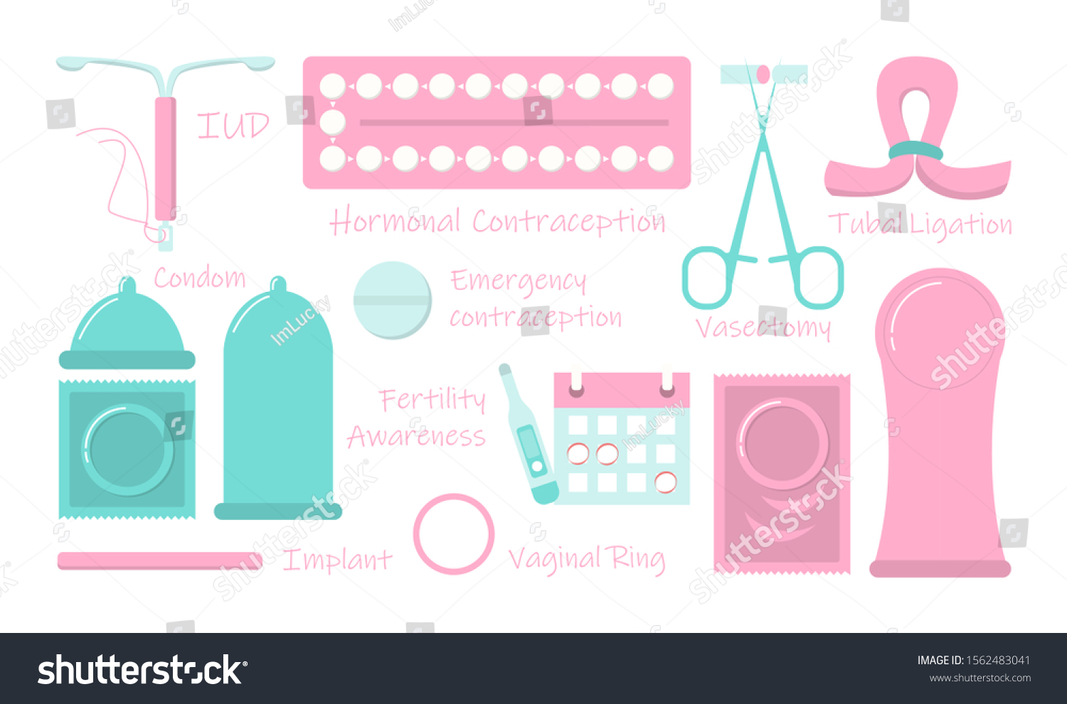 Contraception Methods Set Vector Isolated Implant Stock Vector Royalty Free 1562483041
