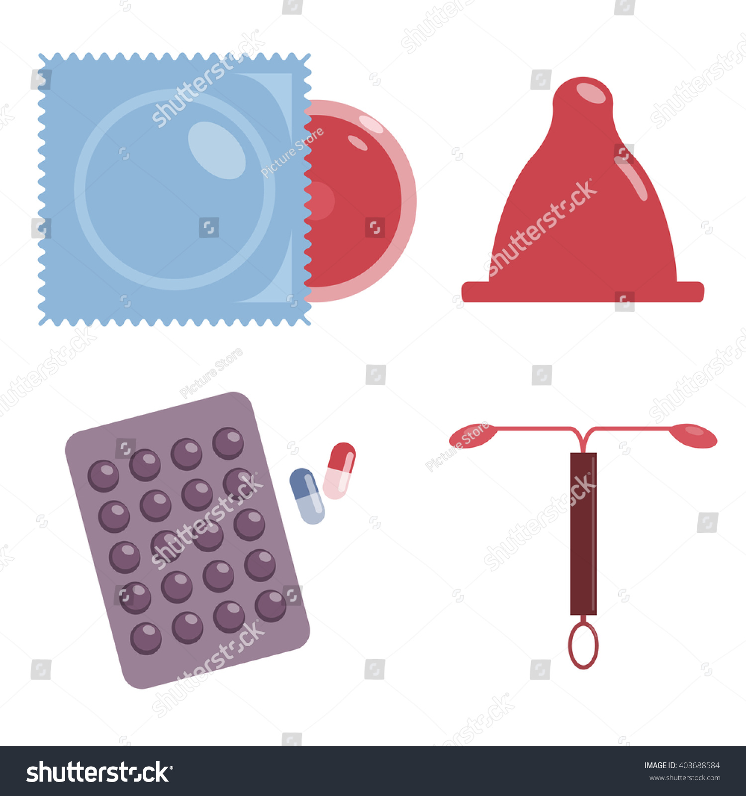 Contraception Safe Sex Contraceptives Vector Icon Stock