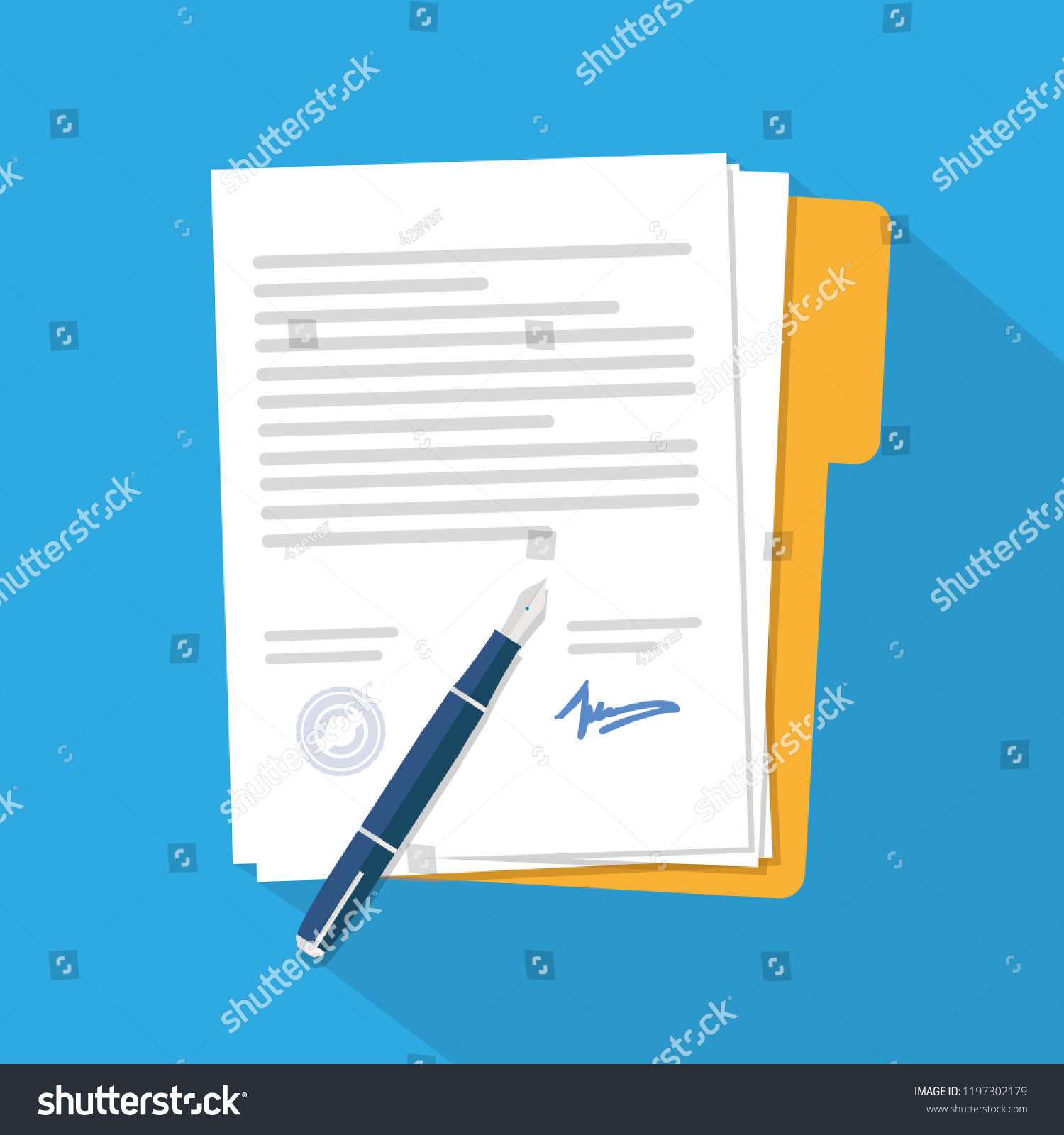 Contract Icon Agreement Pen On Desk Stock Vector (Royalty Free ...