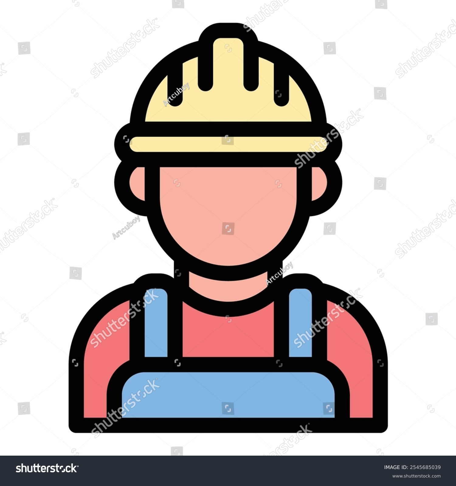 recommend clip art: Contractor Icon Building Professional in Flat Line Color Style