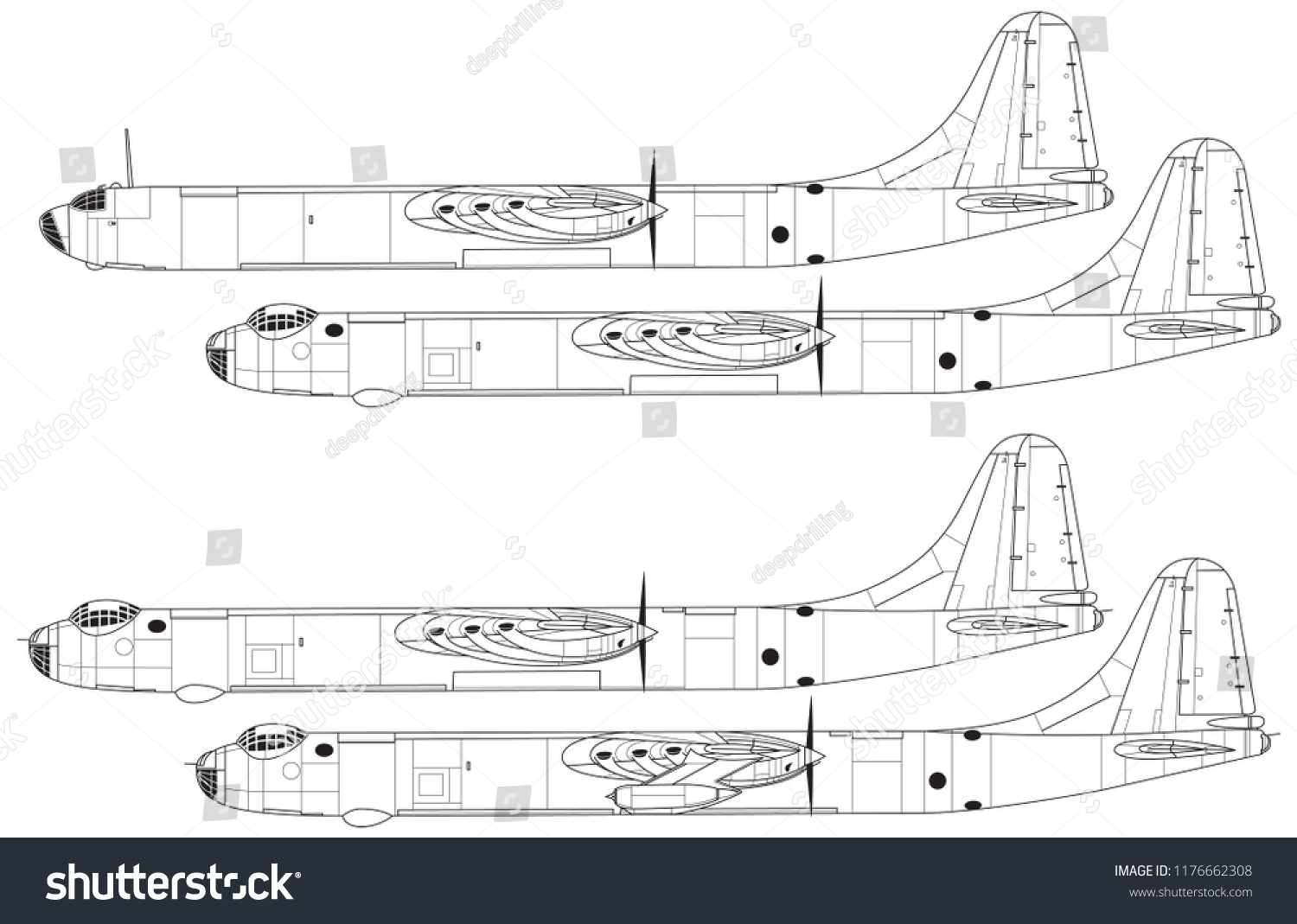 Convair Peacemaker Outline Vector Drawing Stock Vector (Royalty Free ...