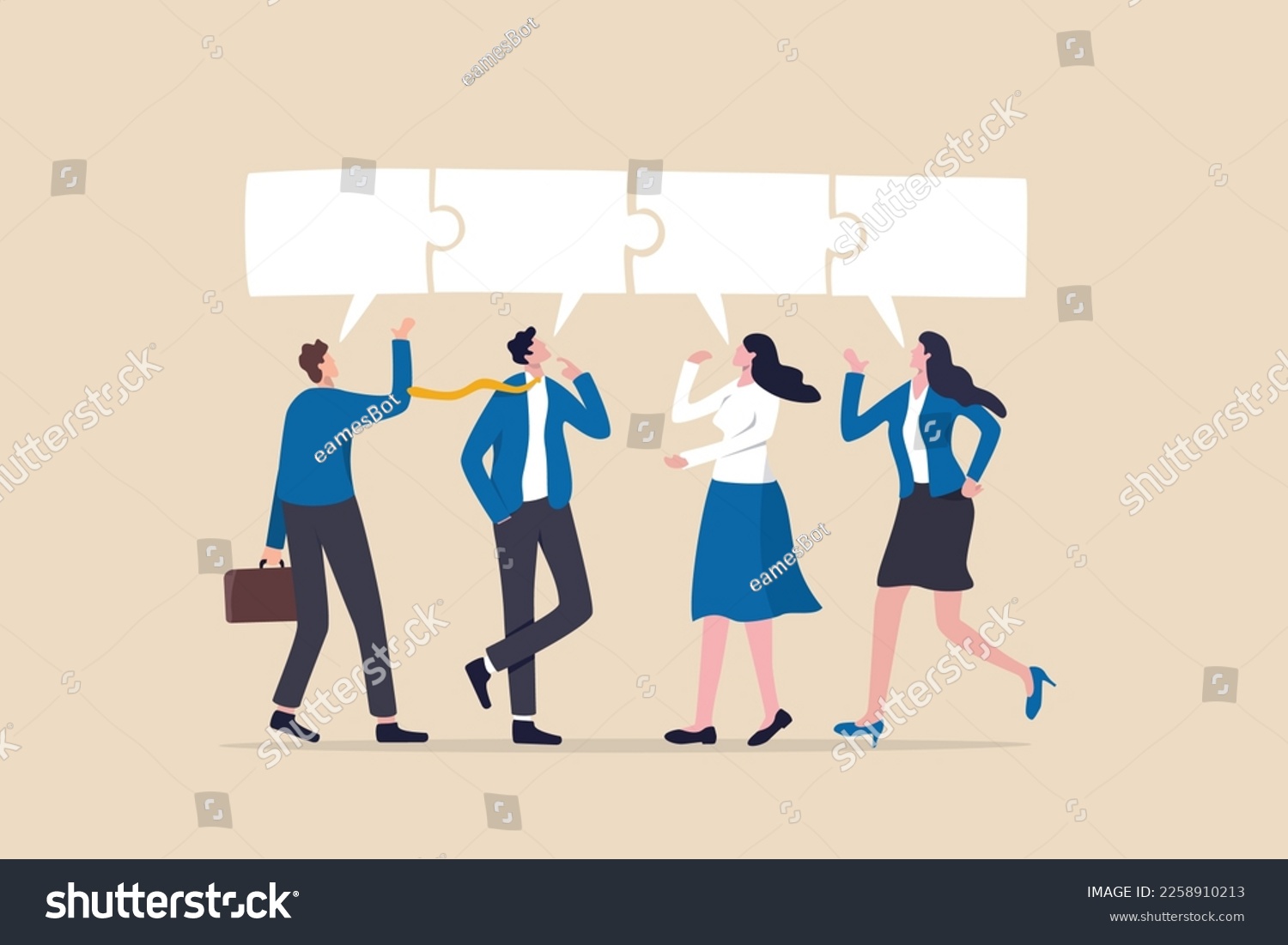 SVG of Conversation or communication for success, meeting discussion to get answer or solution, working together, partnership or collaboration concept, business people talk with speech bubble jigsaw connect. svg