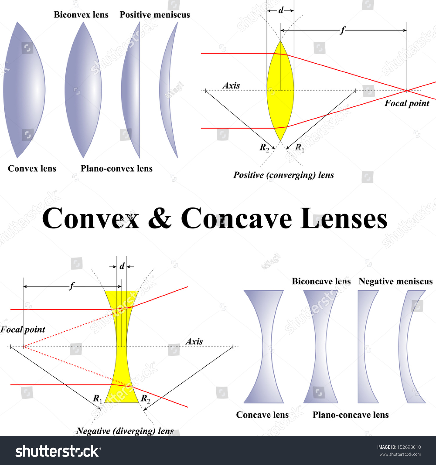 Convex Concave Lenses Stock Vector Royalty Free