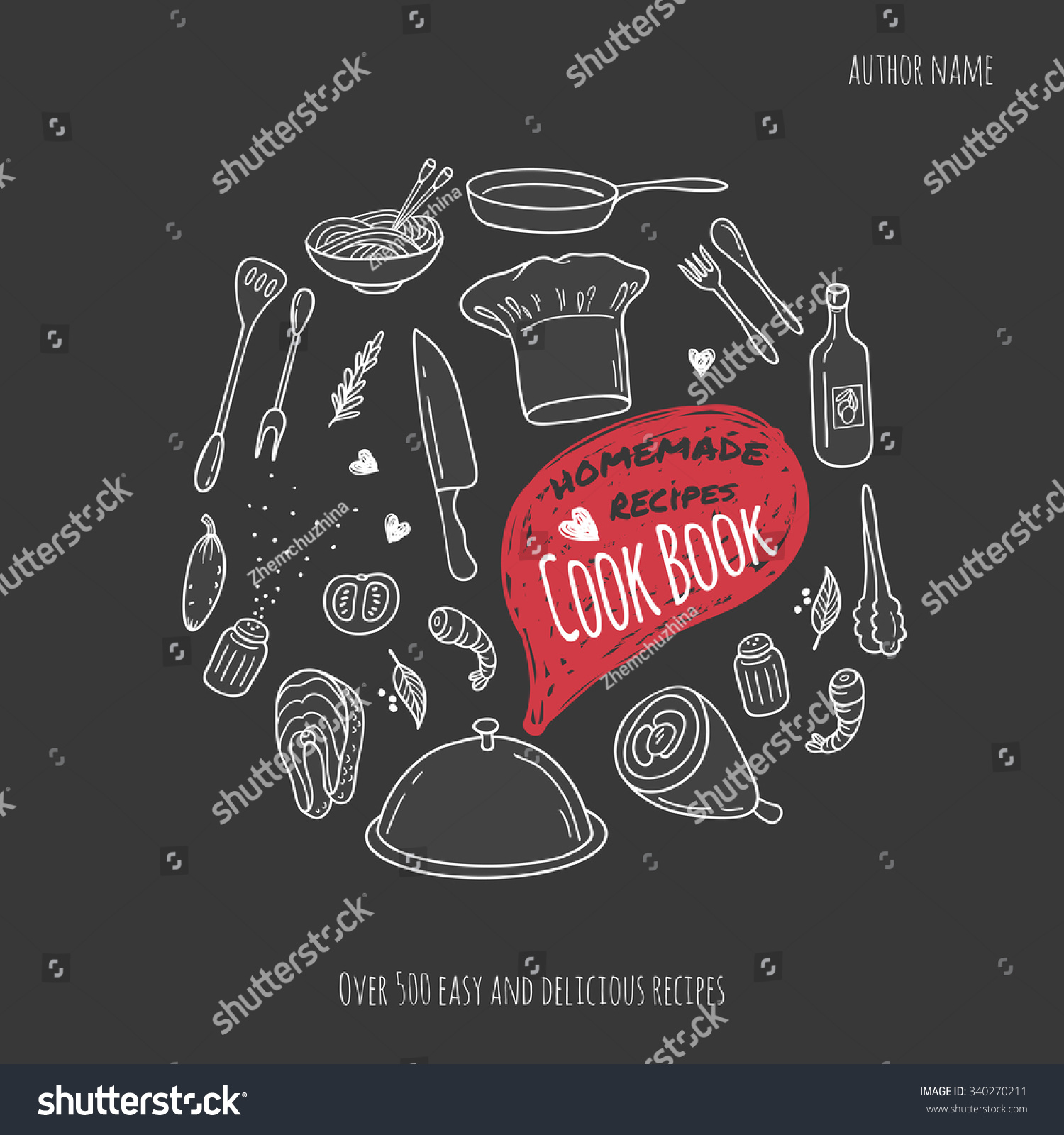 Cook Book Cover Hand Drawn Food Stock Vector Royalty Free 340270211