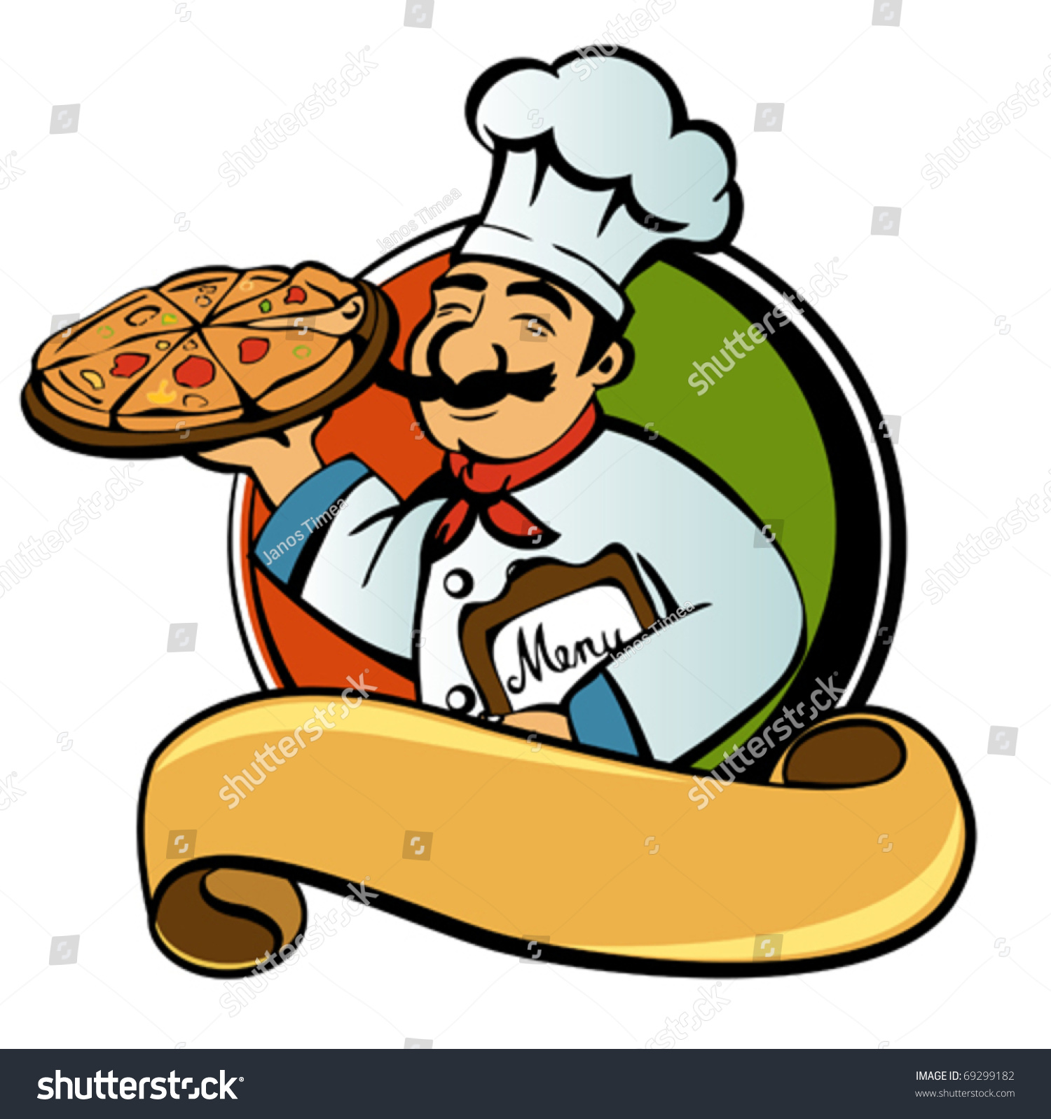 Cook With Pizza Stock Vector Illustration 69299182 : Shutterstock
