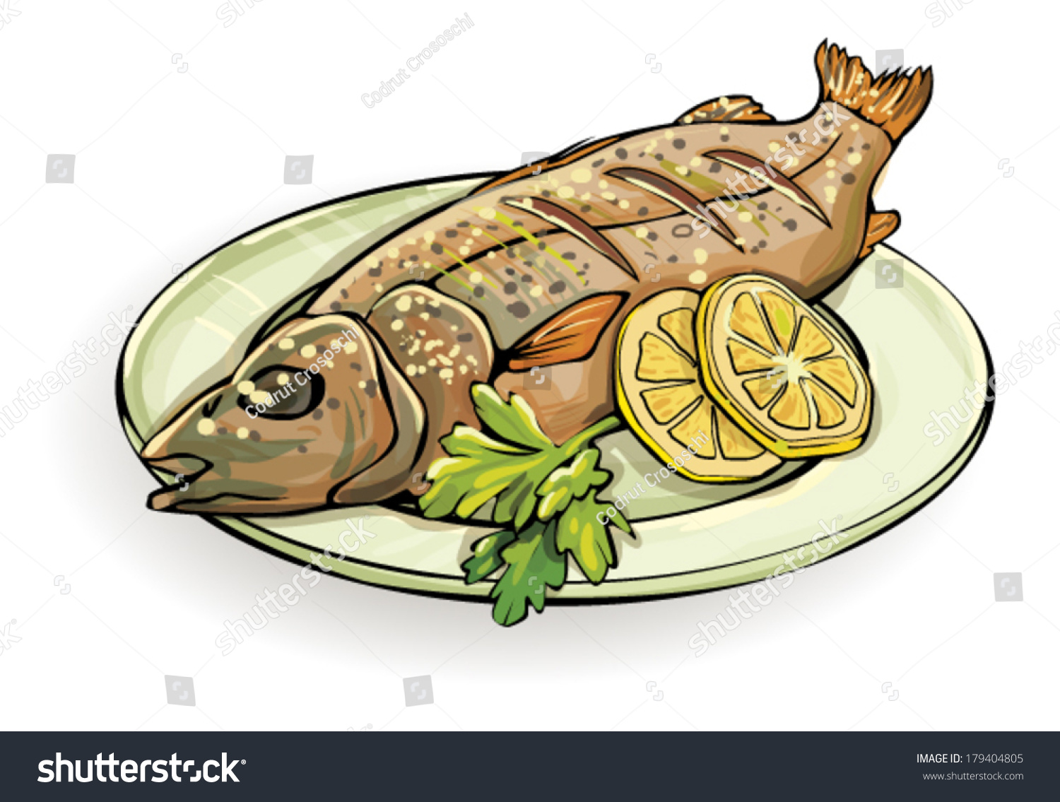 Cooked Fish Stock Vector (Royalty Free) 179404805