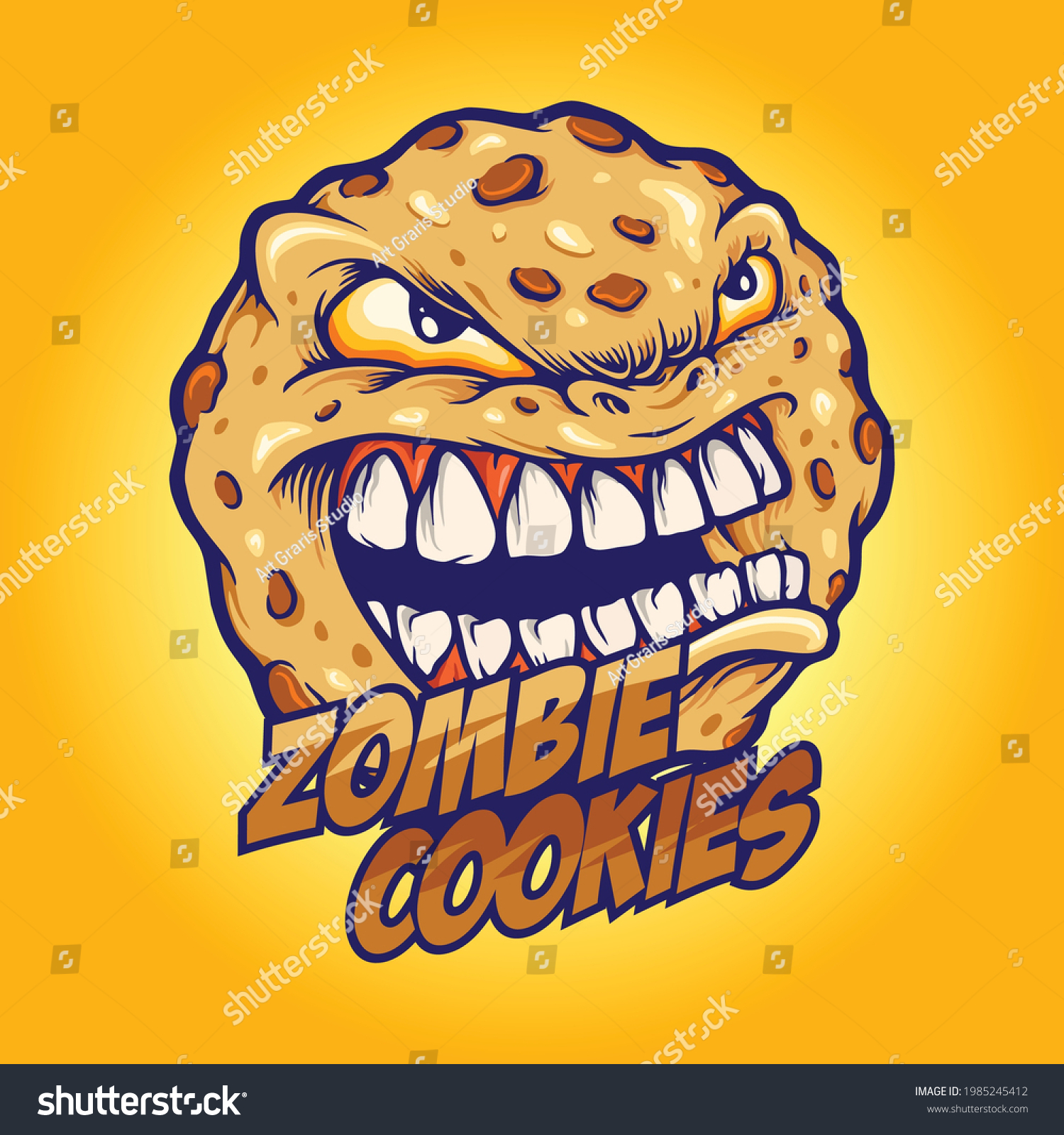 SVG of cookies angry zombie mascot Vector illustrations for your work Logo, mascot merchandise t-shirt, stickers and Label designs, poster, greeting cards advertising business company or brands. svg