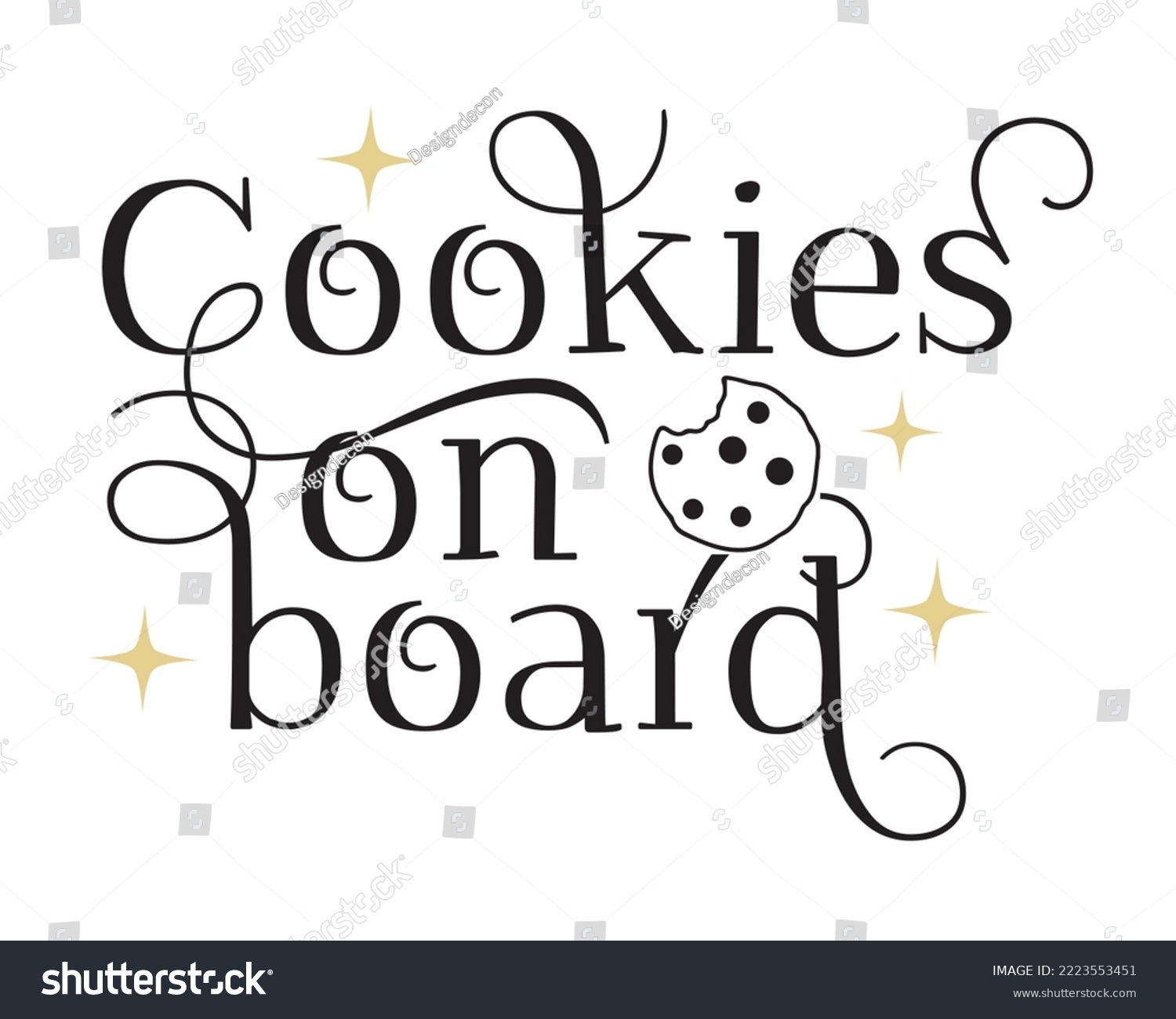 SVG of Cookies on board phrase lettering Calligraphy on white Background svg