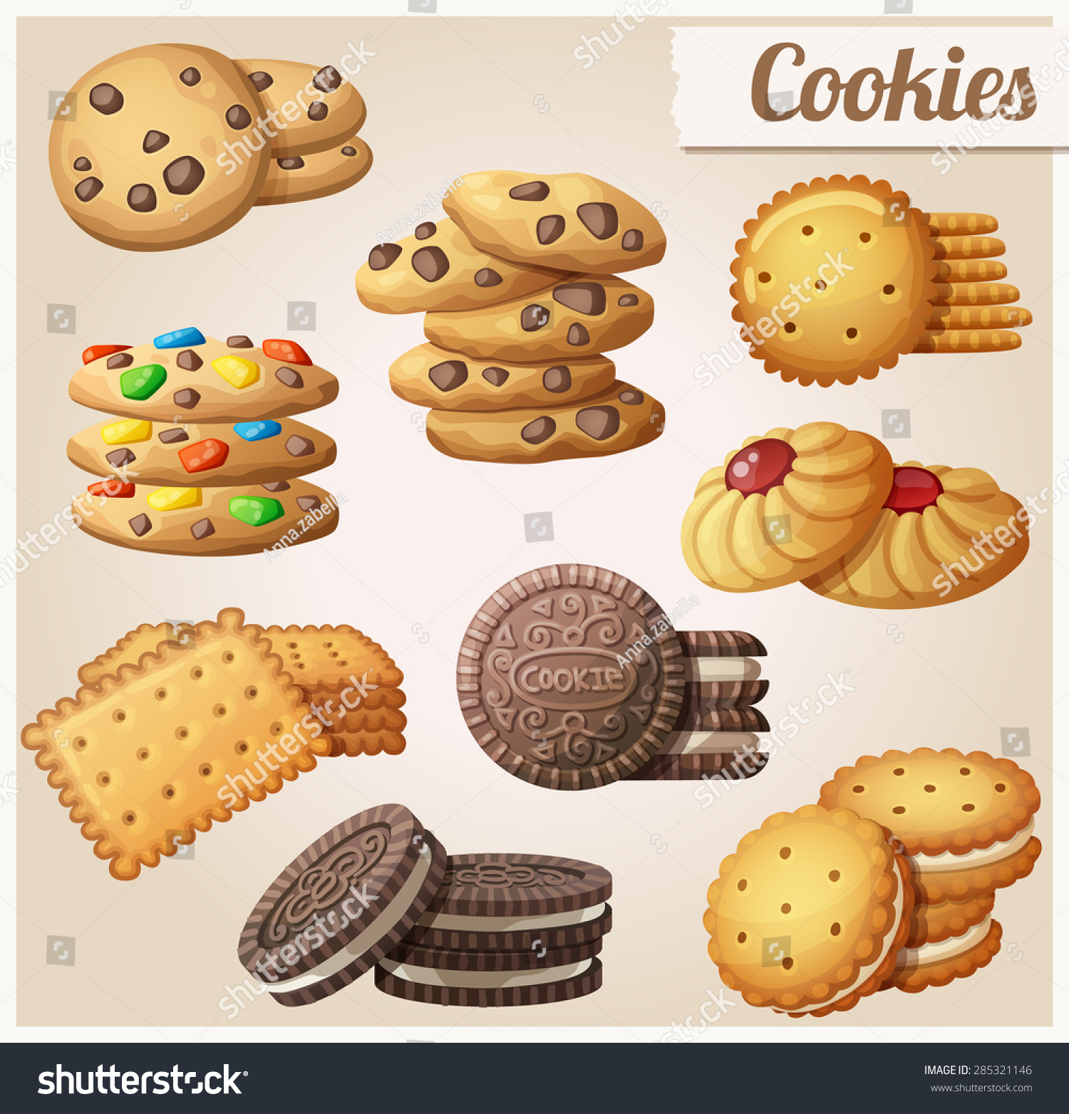 SVG of Cookies. Set of cartoon vector food icons.  svg