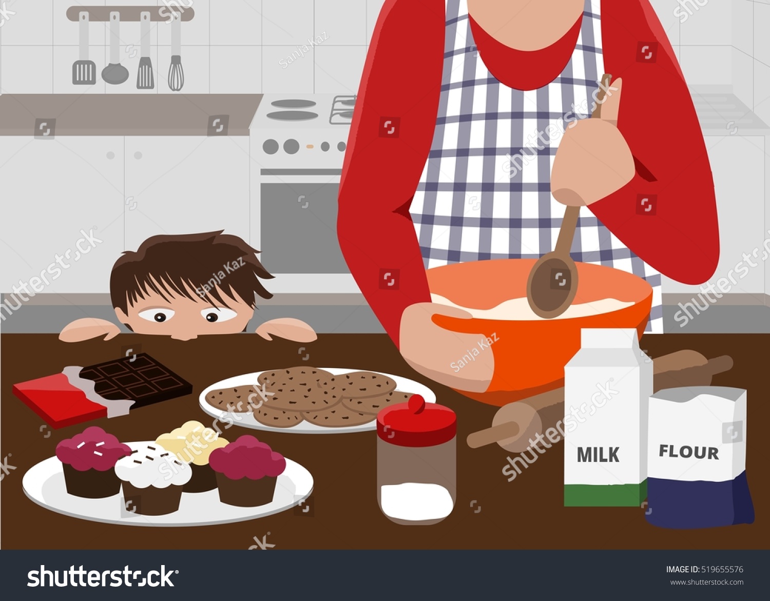 Download Cooking Baking Sweet Food Kitchen Mom Stock Vector 519655576 - Shutterstock