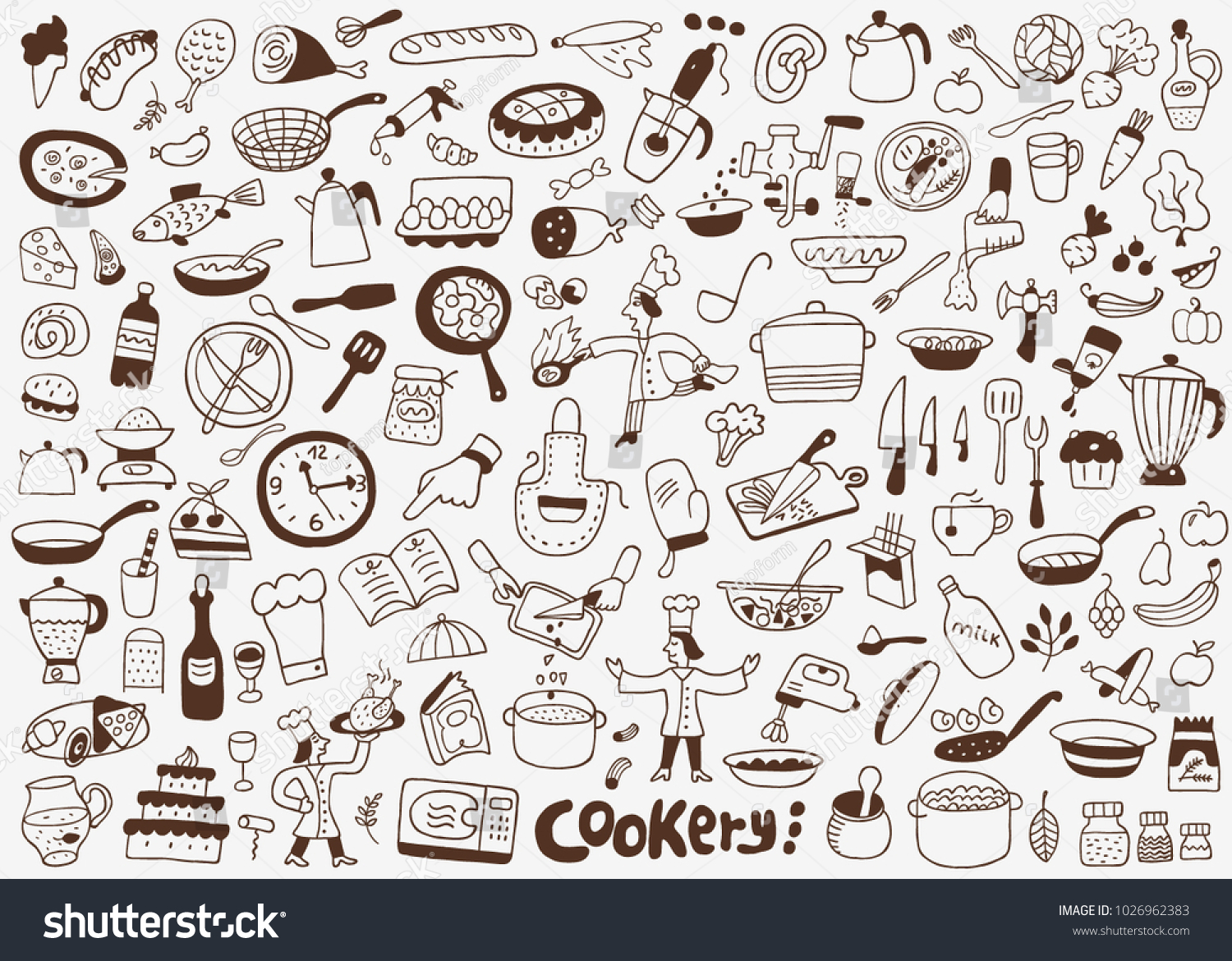 Cooking Food Doodles Stock Vector (Royalty Free) 1026962383 | Shutterstock