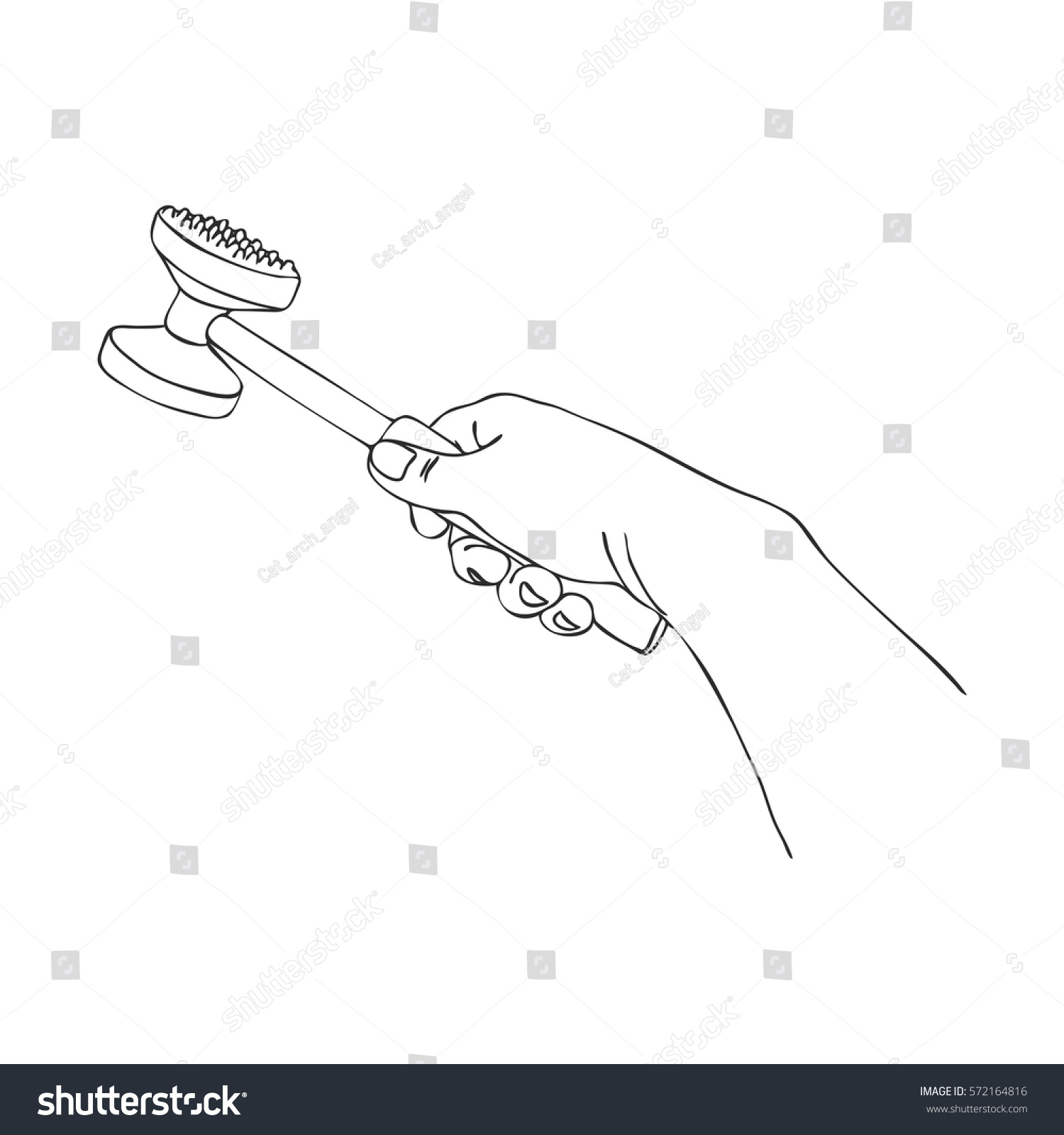 Cooking Hand Meat Tenderizer Line Drawing vector de stock (libre de