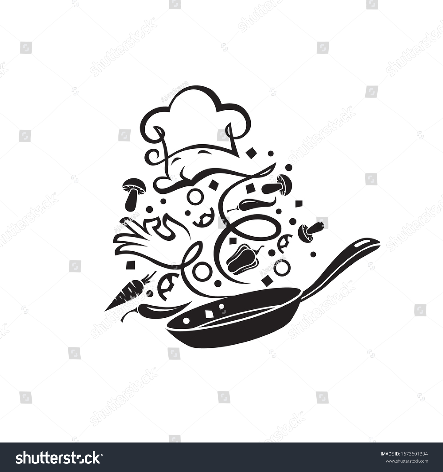 Cooking Process Vegetables On Pan Isolated Stock Vector (Royalty Free ...