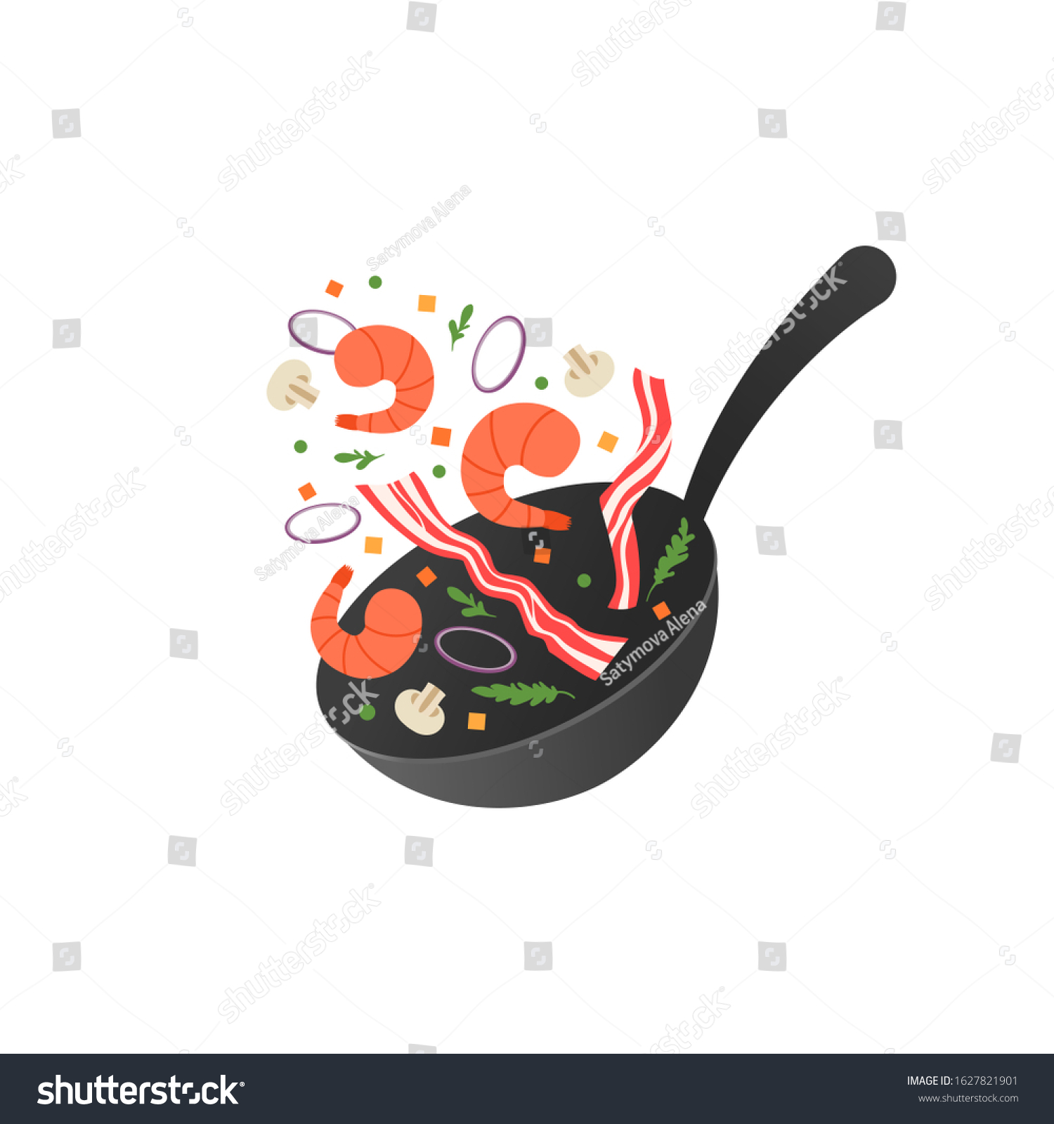 Cooking Process Vector Illustration Flipping Fry Vector De Stock