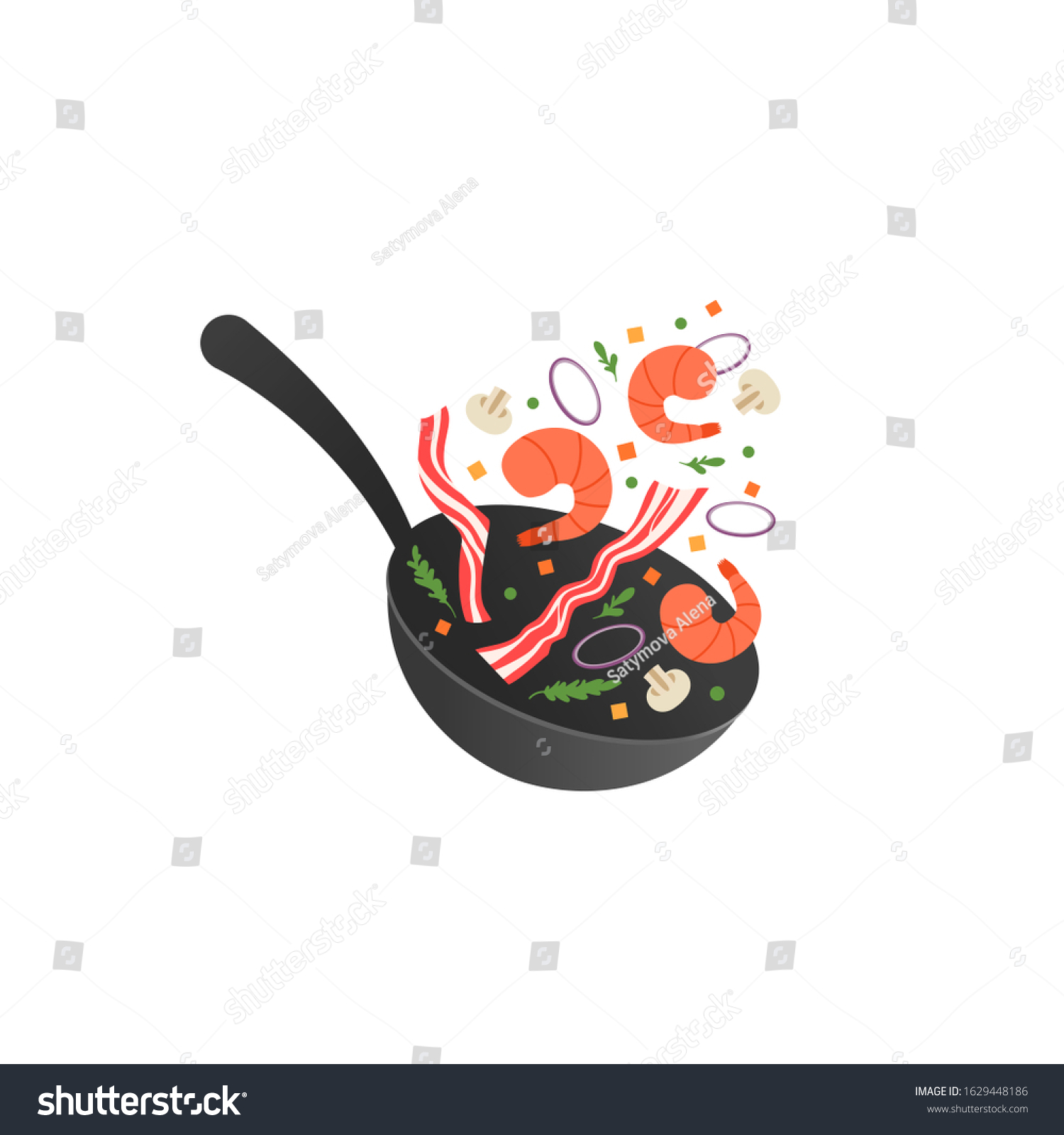 Cooking Process Vector Illustration Flipping Fry Stock Vector Royalty