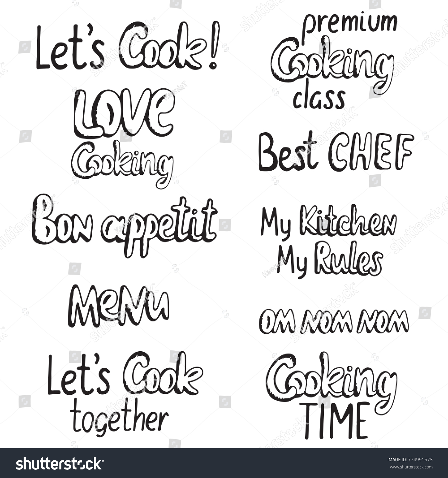 Cooking Related Typography Collection Quotes About Stock Vector Royalty Free 774991678 