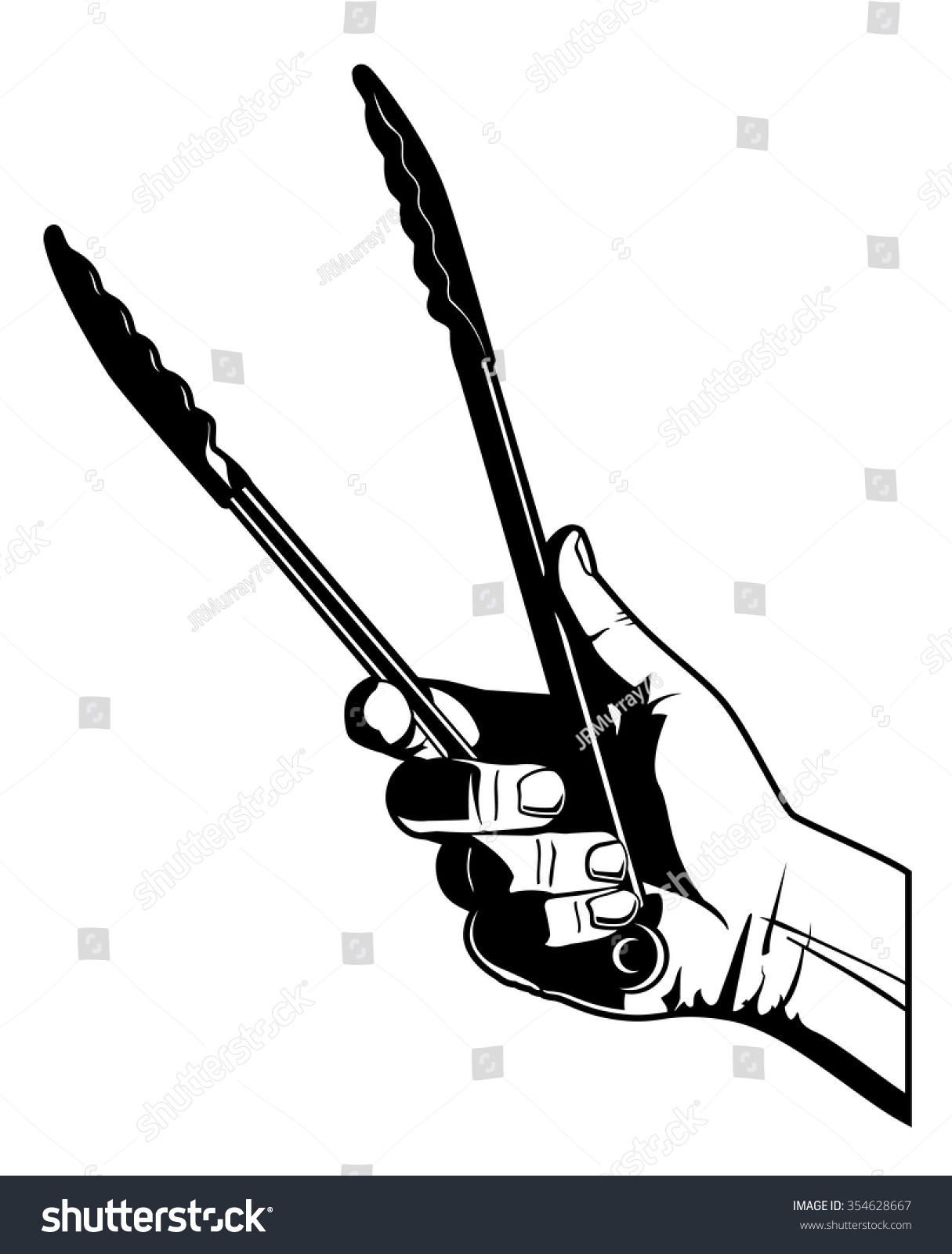 Cooking Tongs Black White Vector Illustration Stock Vector 354628667 ...