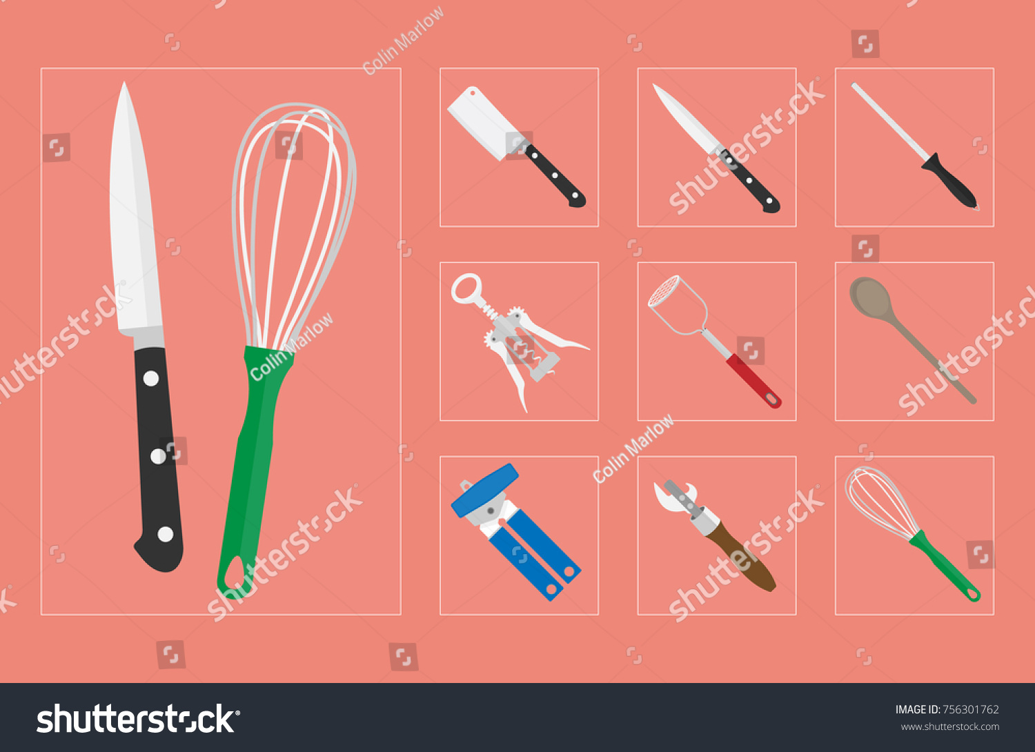 Cooking Utensils 002 Stock Vector Royalty Free 756301762 Shutterstock 0385