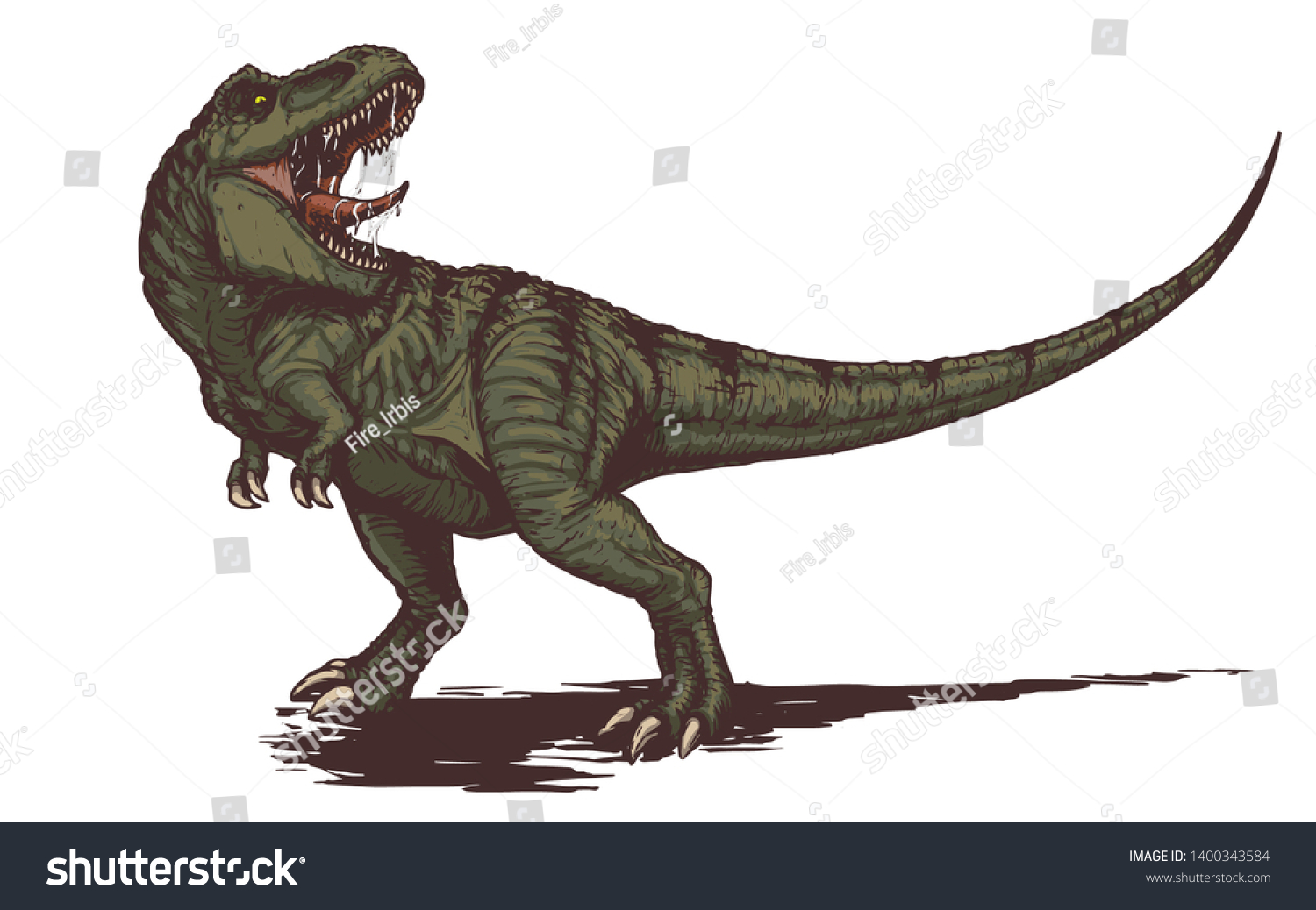 口を開けたイラストを持つ かっこいい攻撃的な恐竜ティラノサウルス のベクター画像素材 ロイヤリティフリー