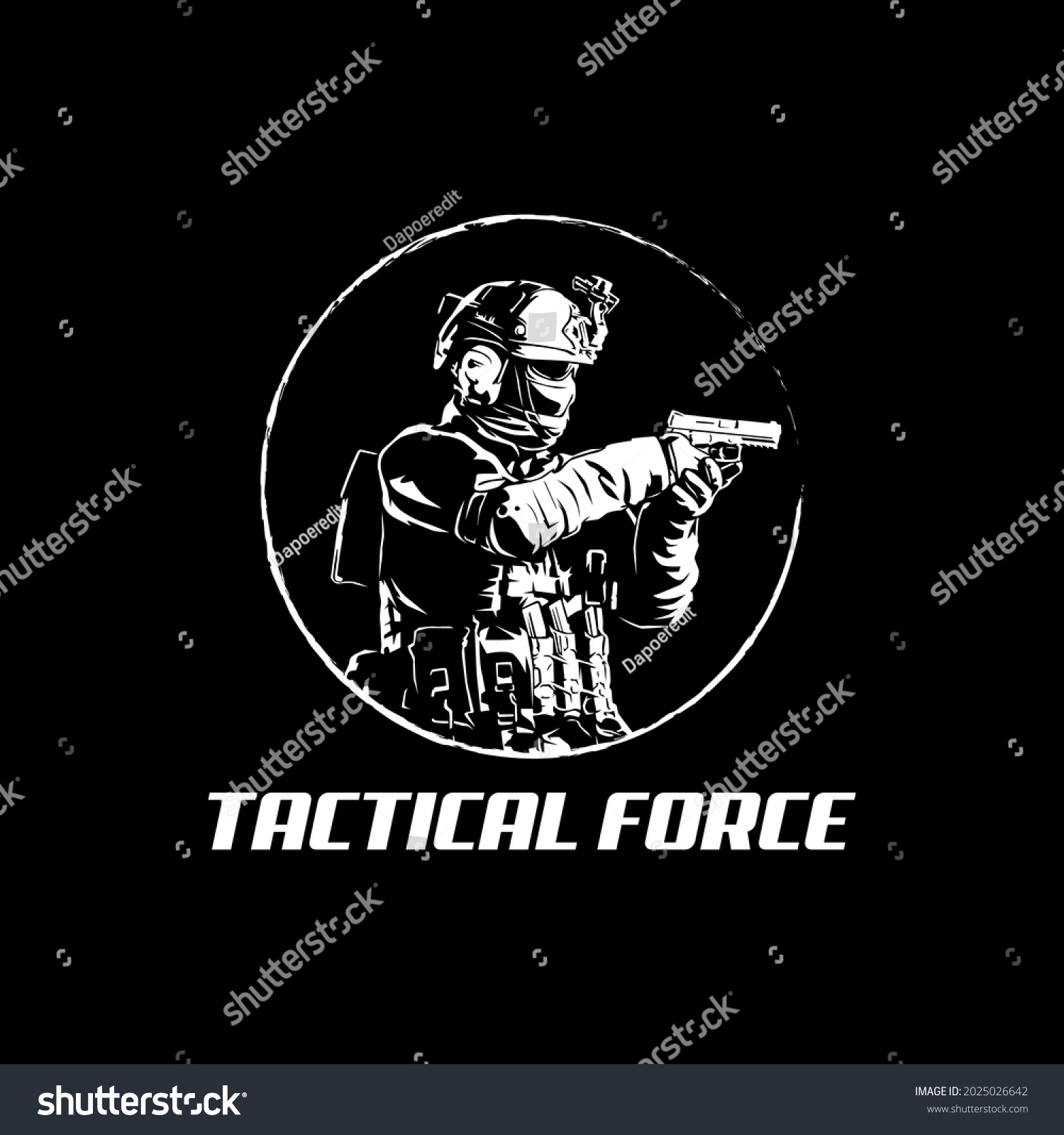 Cool Black White Vector Logo Tactical Stock Vector (Royalty Free ...