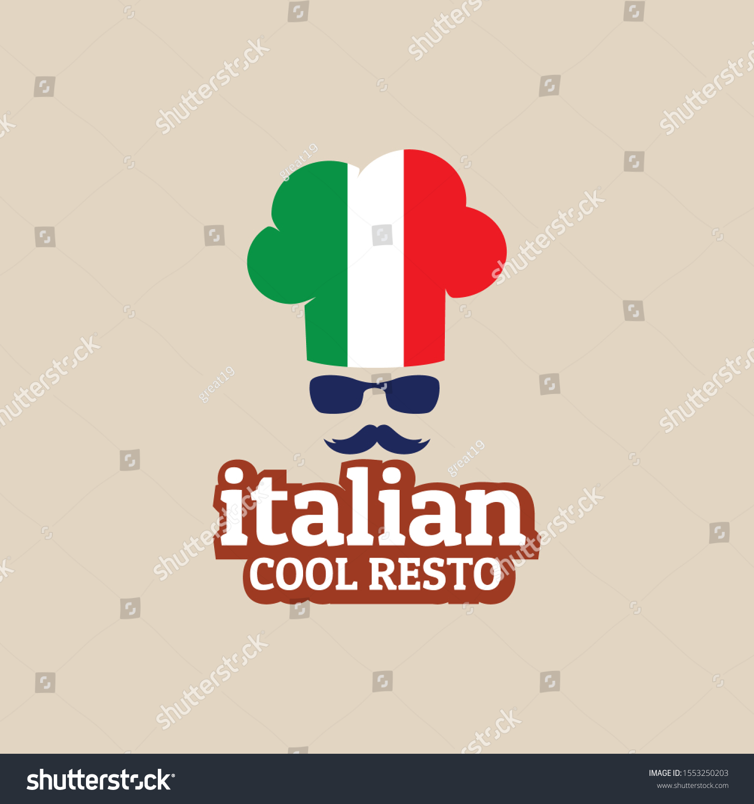 Cool Chef Hat Italian Flag Face Stock Vector (Royalty Free) 1553250203