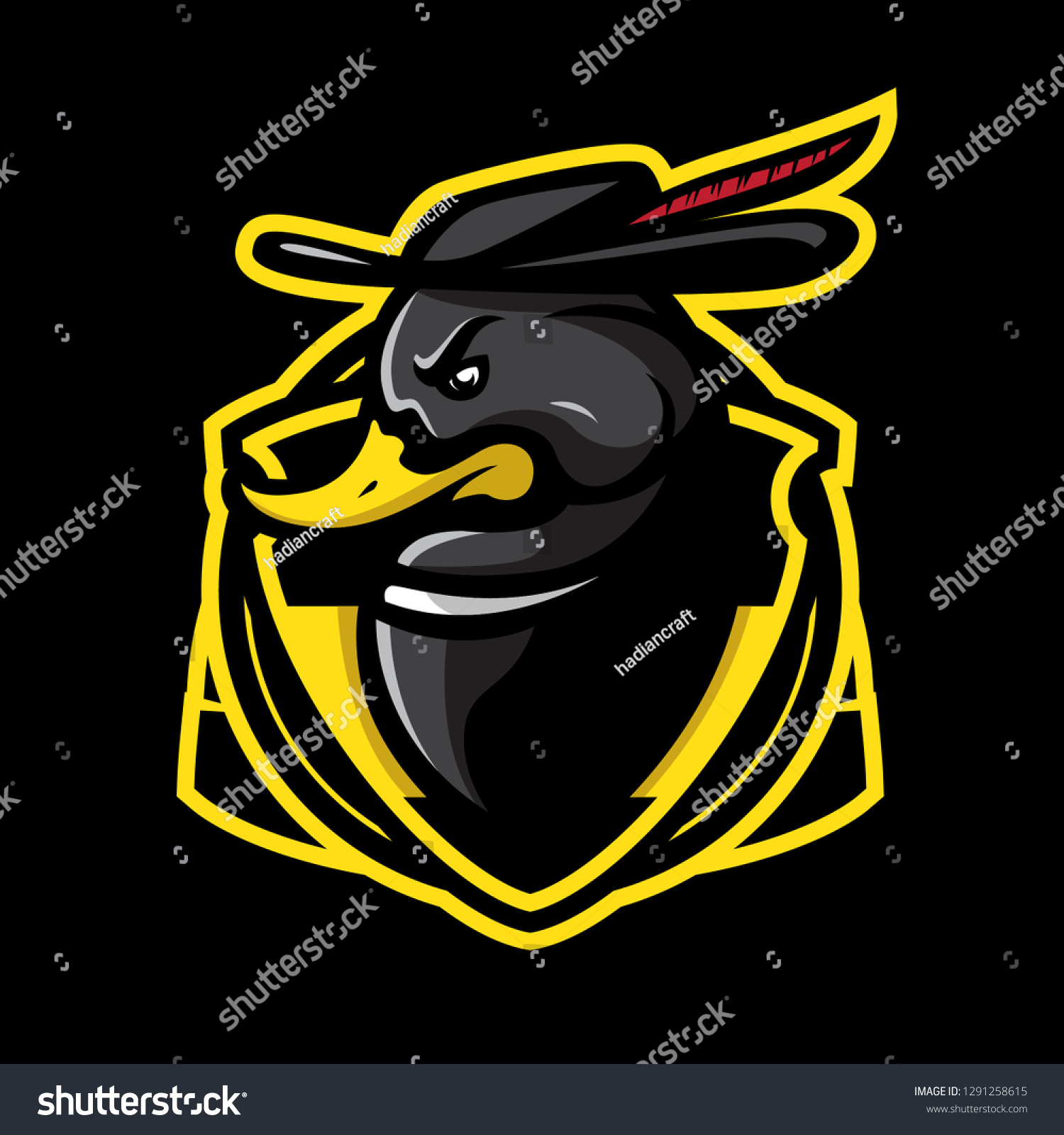 Cool Dark Mallard Head Logo Duck Stockvektor Royaltyfri