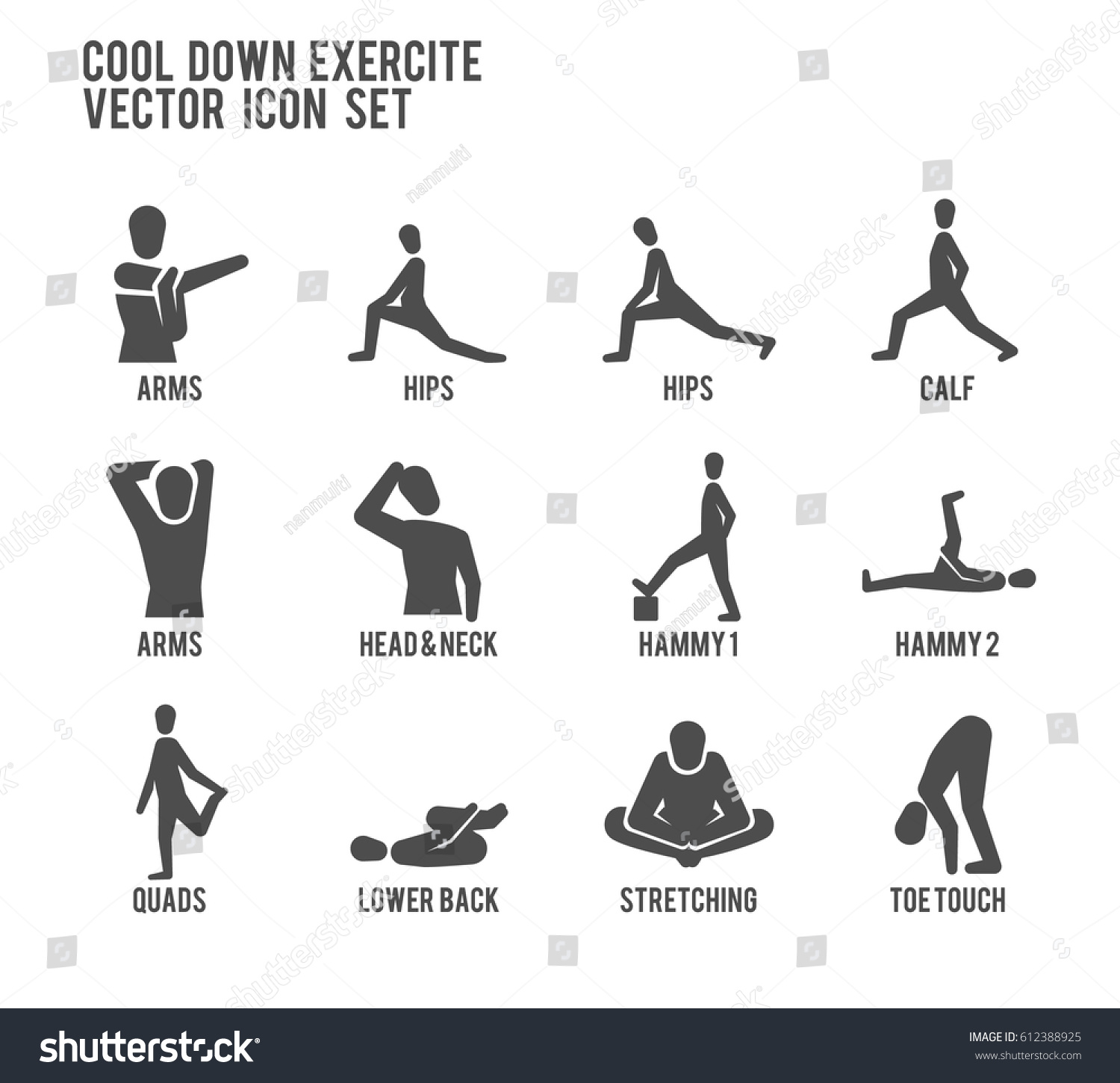 Cool Down Warm Exercise Stretching Workout Stock Vector Royalty Free