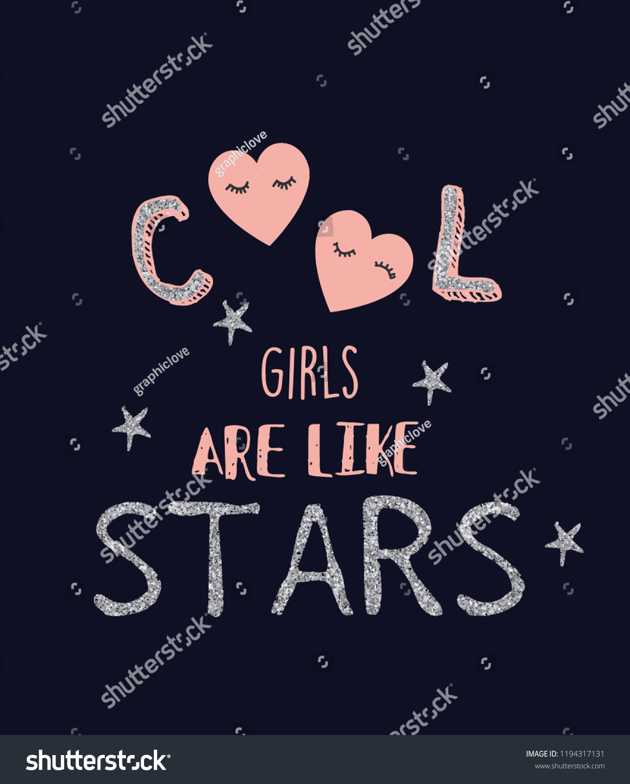 Cool Girls Stars Slogans Stock Vector Royalty Free Shutterstock