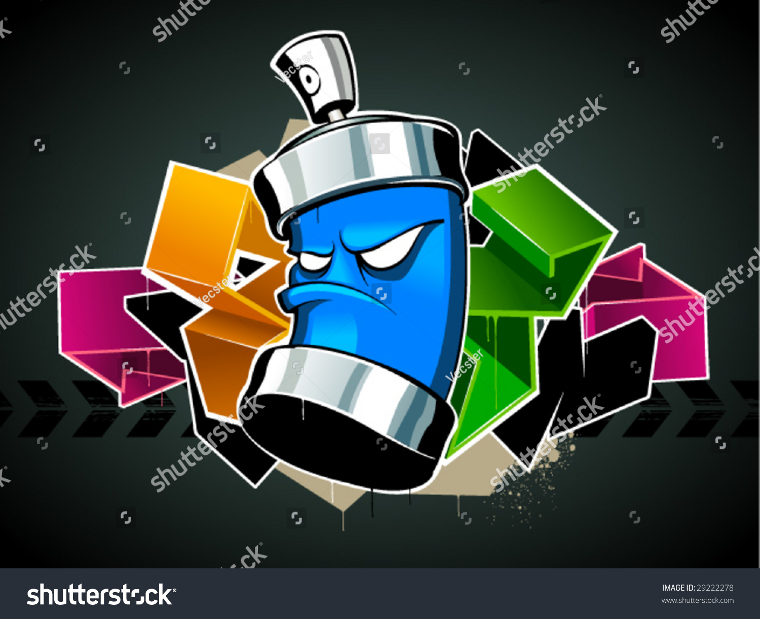 Cool Graffiti Image With Can Stock Vector 29222278 : Shutterstock