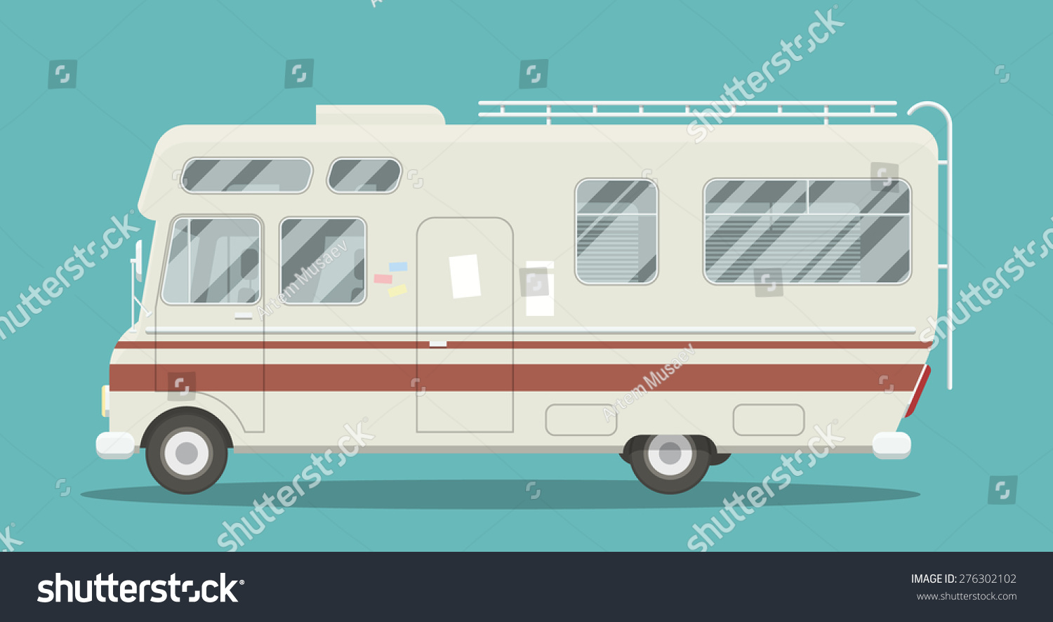 SVG of Cool illustration of a brand less camper side view. EPS10 vector image of an old motor home. svg