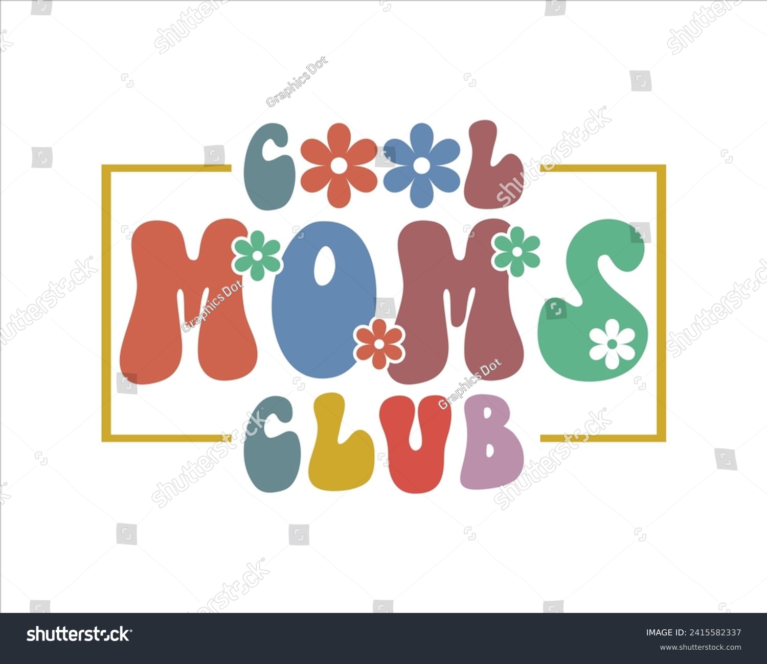 SVG of Cool moms club quote retro wavy colorful Design,Mom Cut File,Best Mom Day Design,gift,Cool Moms Club Retro Design, for mom, lover,Happy Mother's Day Design svg
