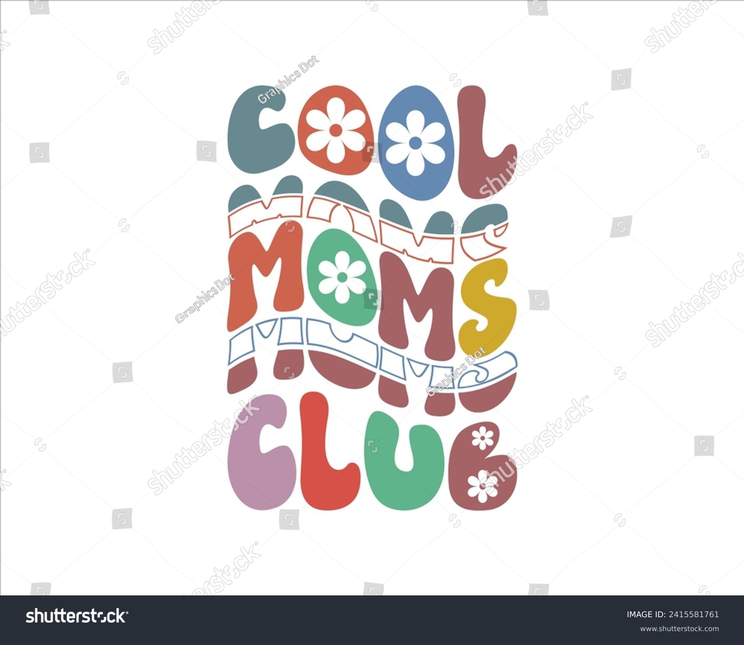 SVG of Cool moms club quote retro wavy colorful Design,Mom Cut File,Happy Mother's Day Design,Best Mom Day Design,gift,Cool Moms Club Retro Design, for mom, lover, svg