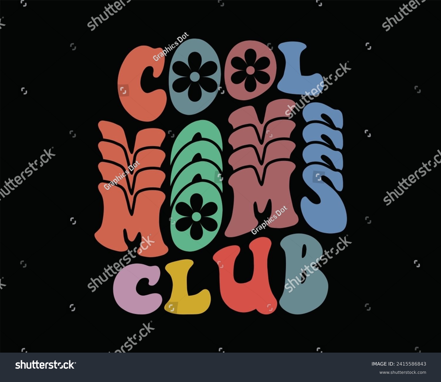 SVG of Cool Moms Club Retro Design,Cool moms club quote retro wavy colorful Design,Mom Cut File,Best Mom Day Design svg