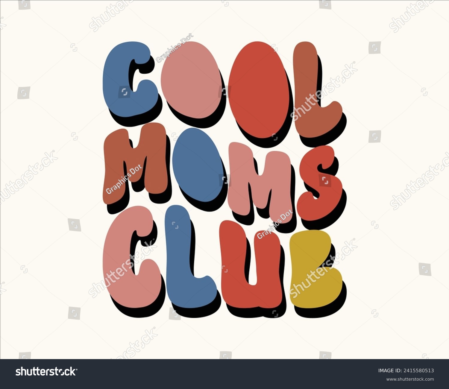 SVG of Cool Moms Club Retro Design,Cool moms club quote retro wavy colorful Design,Mom Cut File,Happy Mother's Day Design,Best Mom Day Design, svg