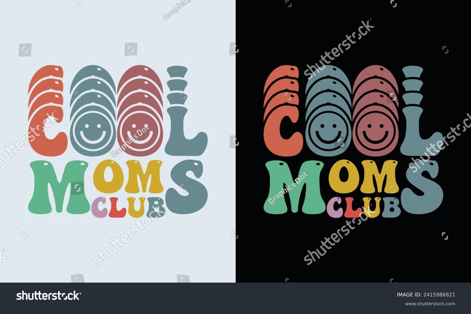 SVG of Cool Moms Club Retro Design,Mom Cut File,Happy Mother's Day Design,Best Mom Day Design,gift, lover,Cool moms club quote retro wavy colorful Design svg
