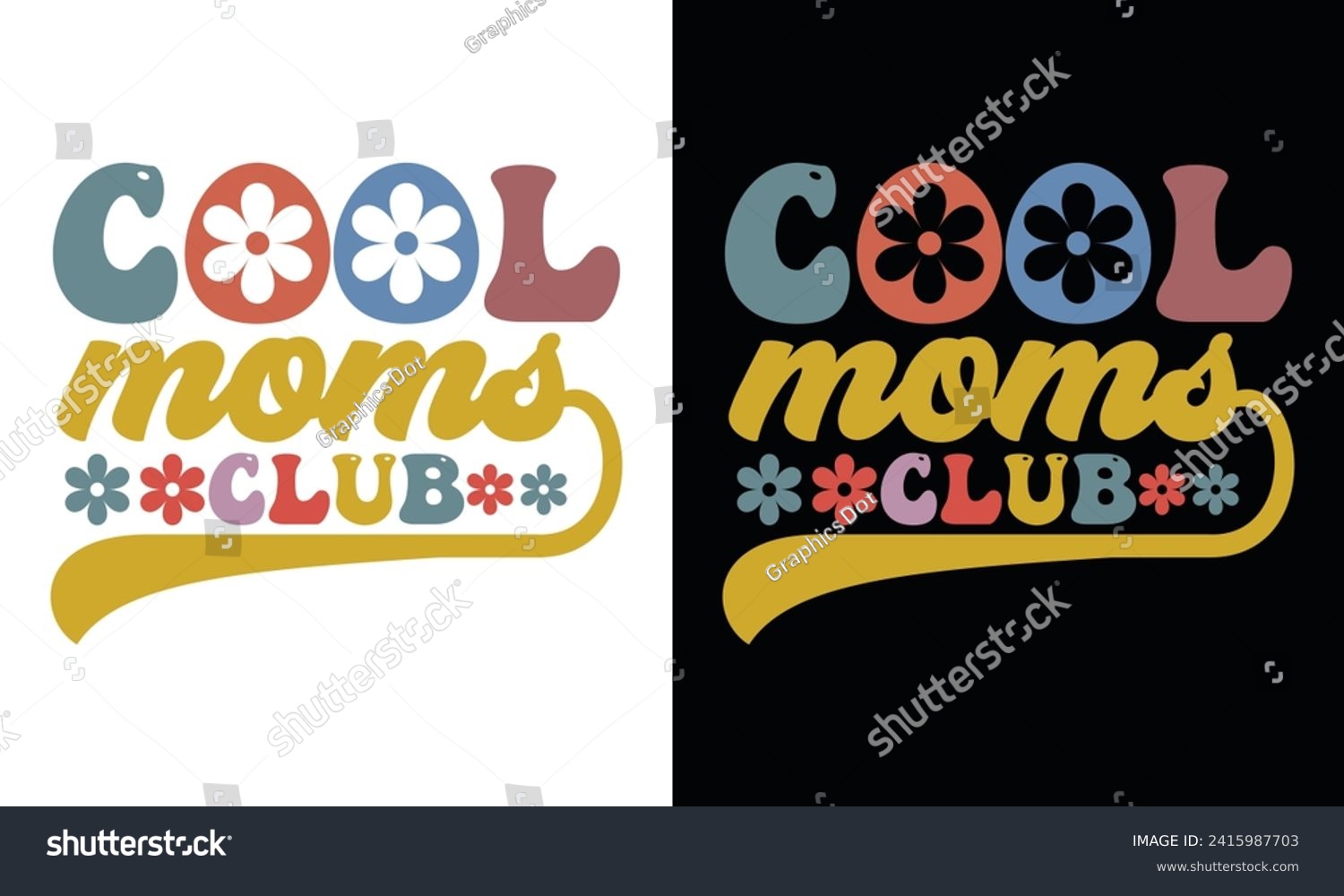 SVG of Cool Moms Club Retro Design,Mom Cut File,Happy Mother's Day Design,Cool moms club quote retro wavy colorful Design,Best Mom Day Design,gift, lover svg