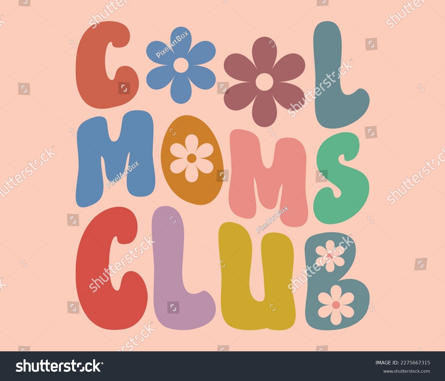 SVG of Cool Moms Club T-Shirt and Apparel Design. Mom SVG Cut File, Mother's Day Hand-Drawn Lettering Phrase, Isolated Typography, Trendy Illustration for Prints on Posters and Cards. svg