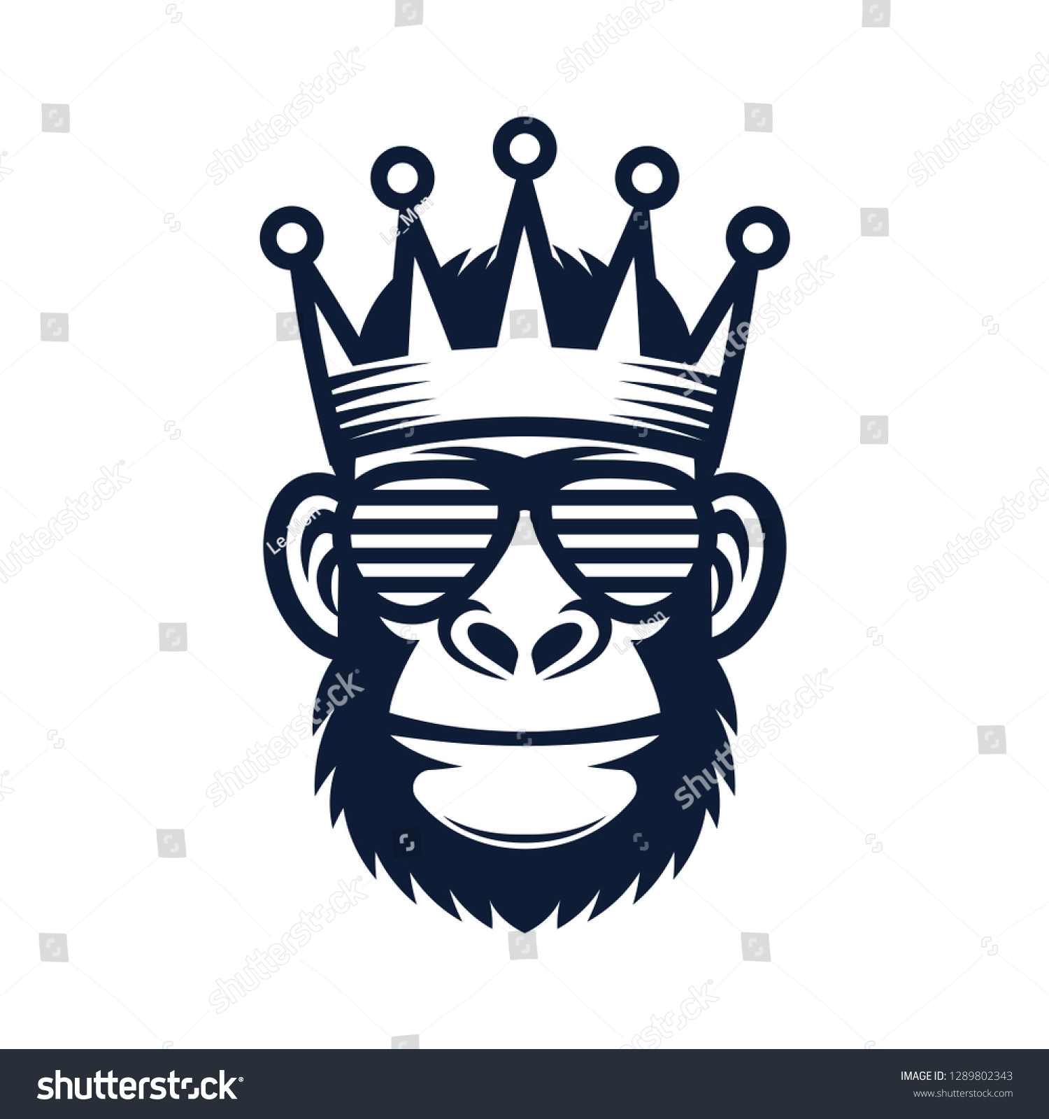 サングラスと王冠をかっこいい猿 キングゴリラのロゴ のベクター画像素材 ロイヤリティフリー