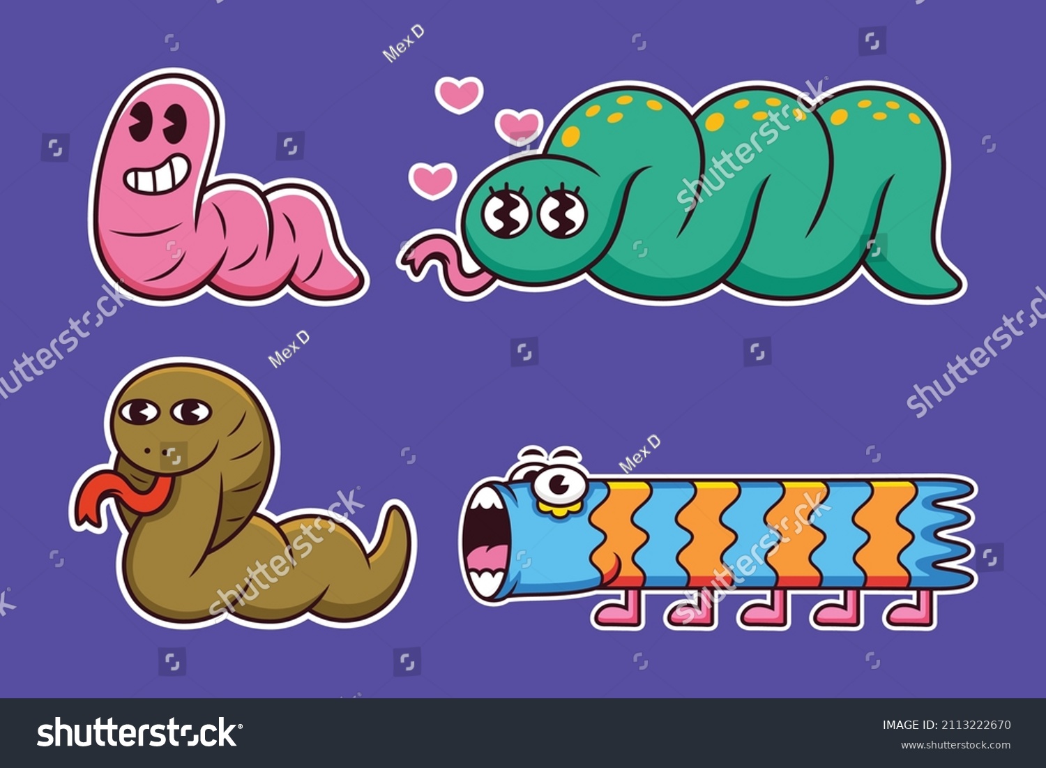 Cool Sticker Pack Cute Snake Character Stock Vector (Royalty Free ...