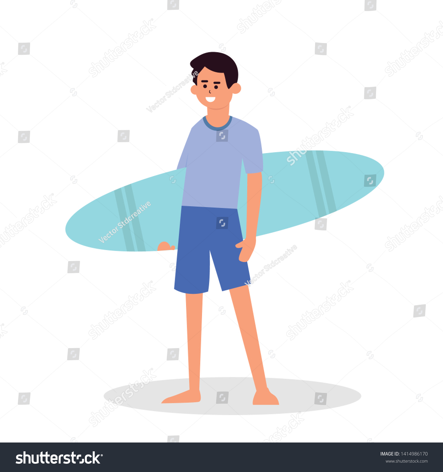 Cool Vector Surfer Character Surf Trunks Stock Vector Royalty Free 1414986170