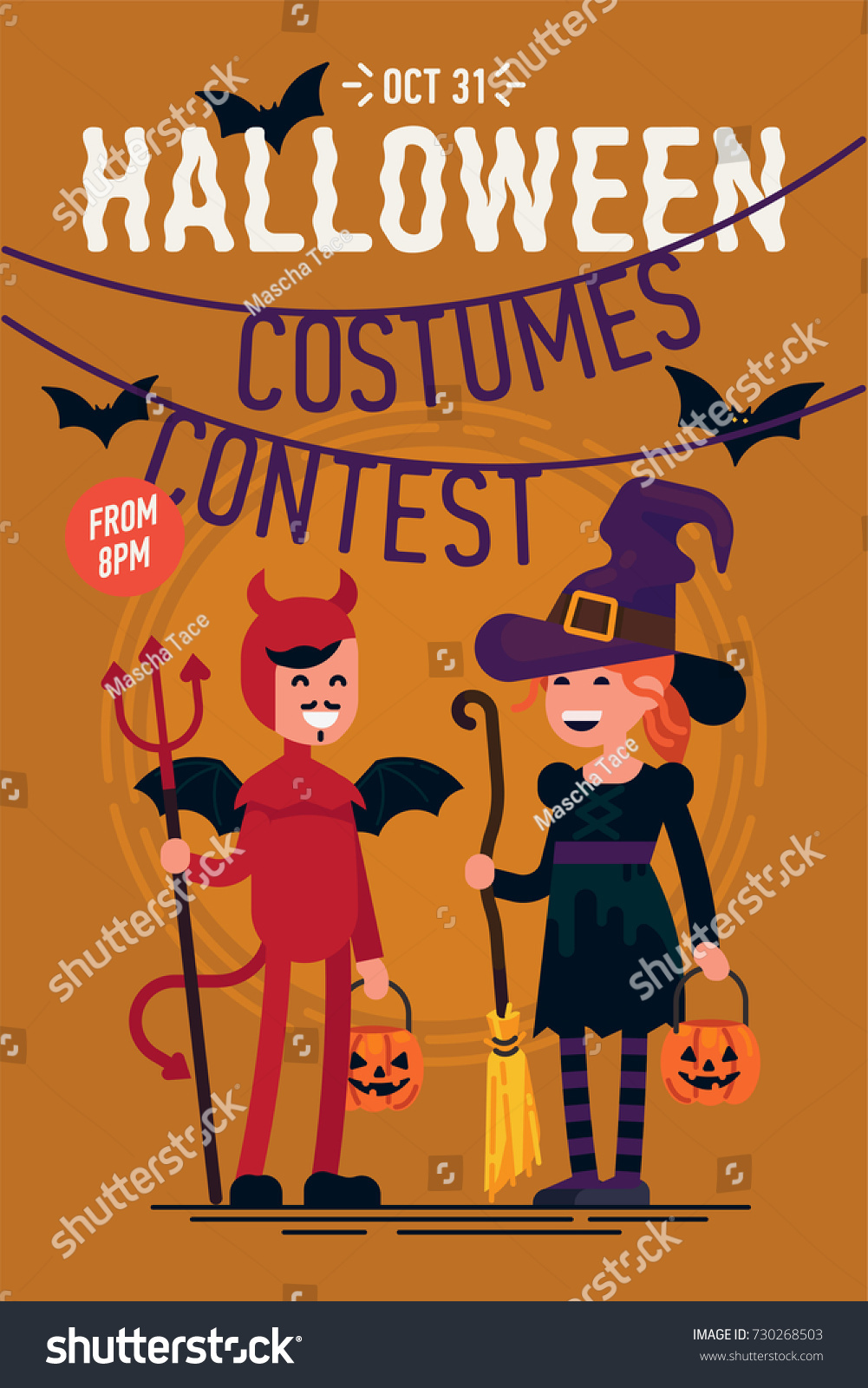 Cool Vector Template On Halloween Costumes Stock Vector (Royalty Within Halloween Costume Party Flyer Templates